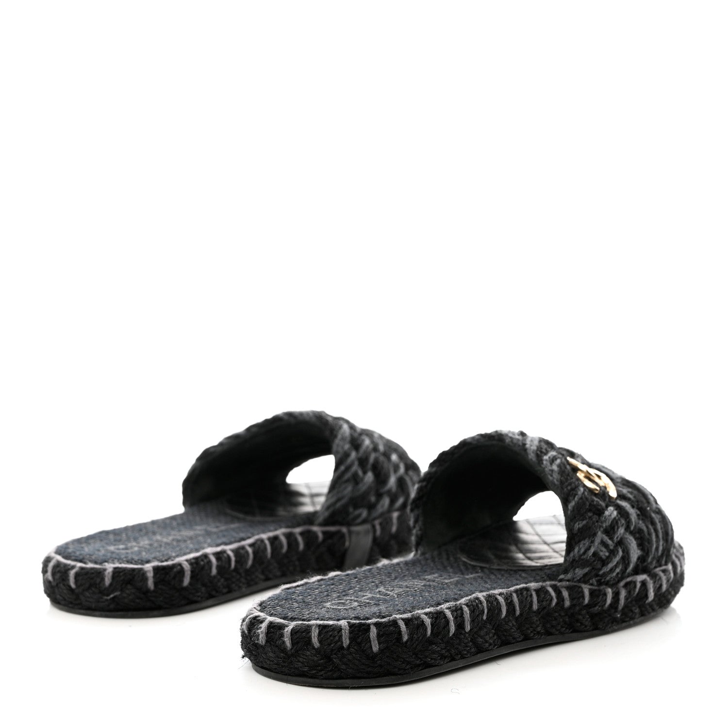 Chanel Cord Braided CC Mules 38 Black 4 of 9