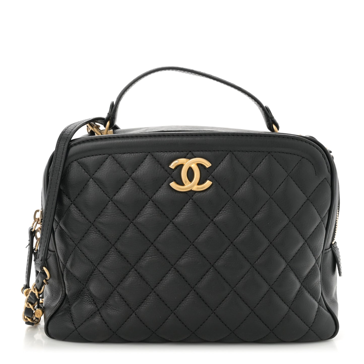 Calfskin Quilted CC Medium Vanity Case Black
