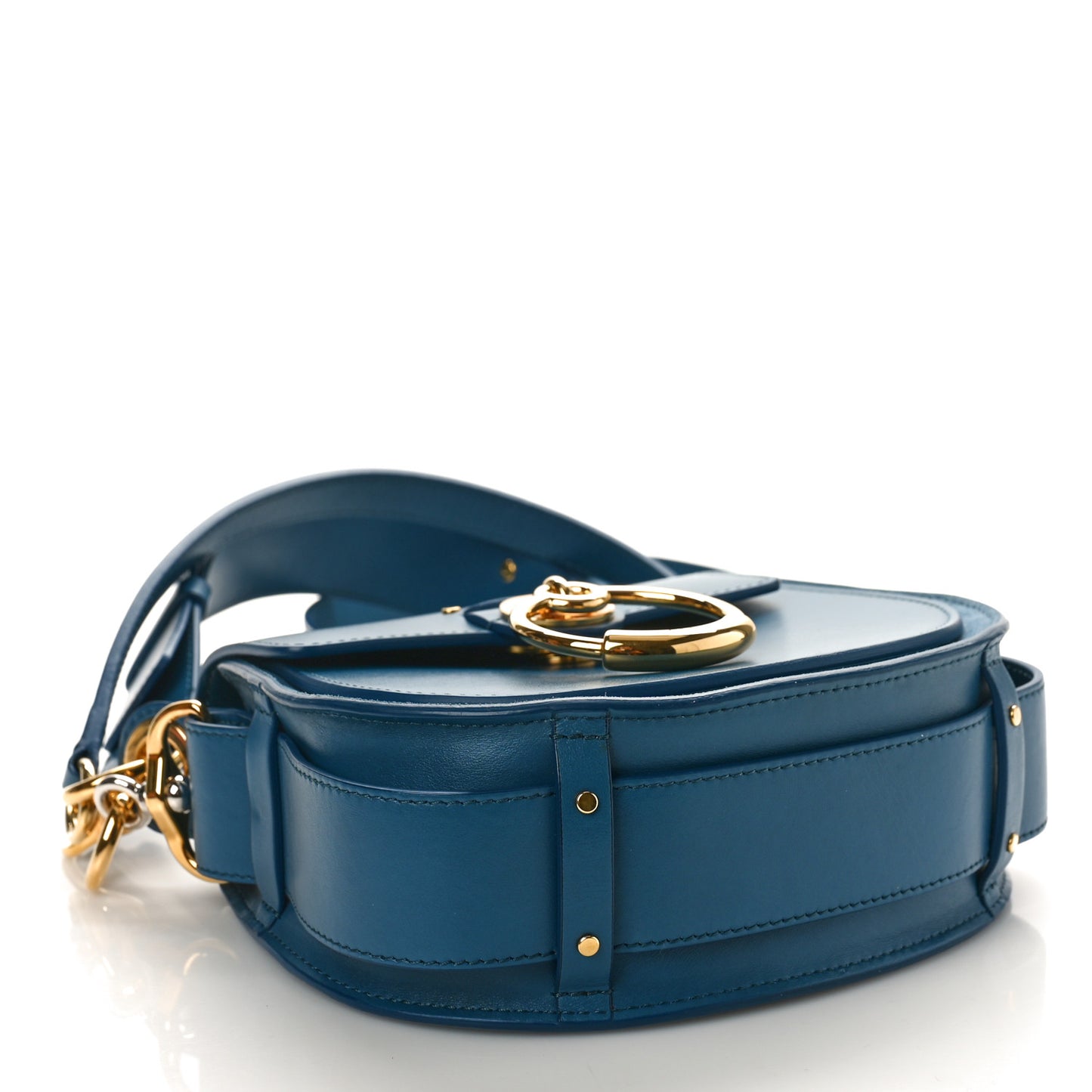 Calfskin Suede Small Tess Bag Vinyl Blue