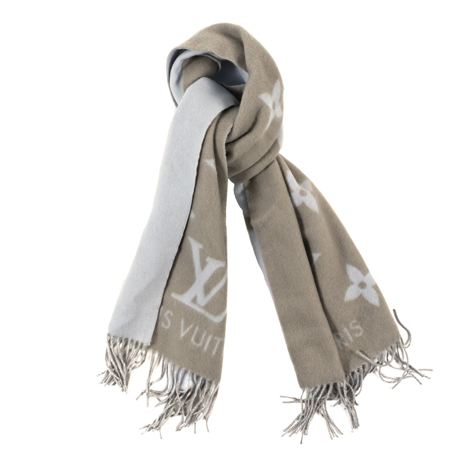 Louis Vuitton Cashmere Monogram Reykjavik Scarf Greige 1643521