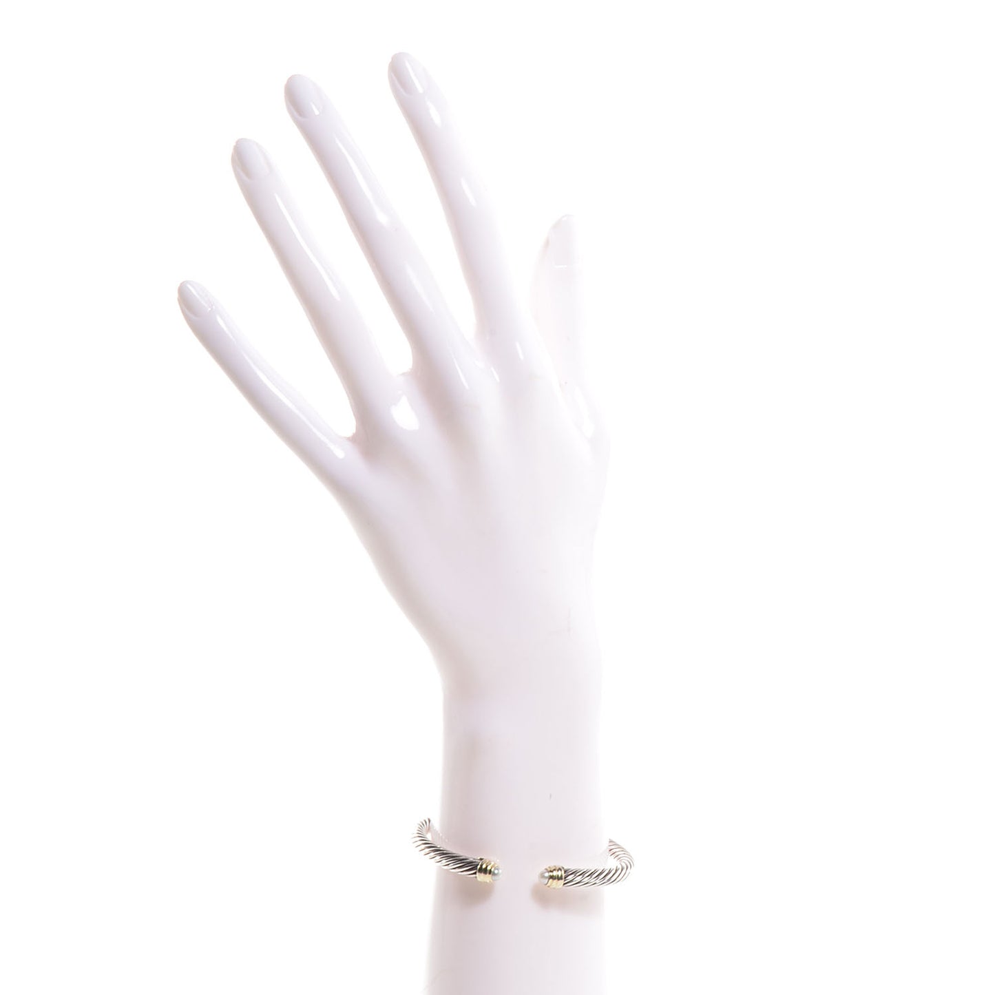 Sterling Silver 14K Yellow Gold Pearl 5mm Cable Classics Bracelet