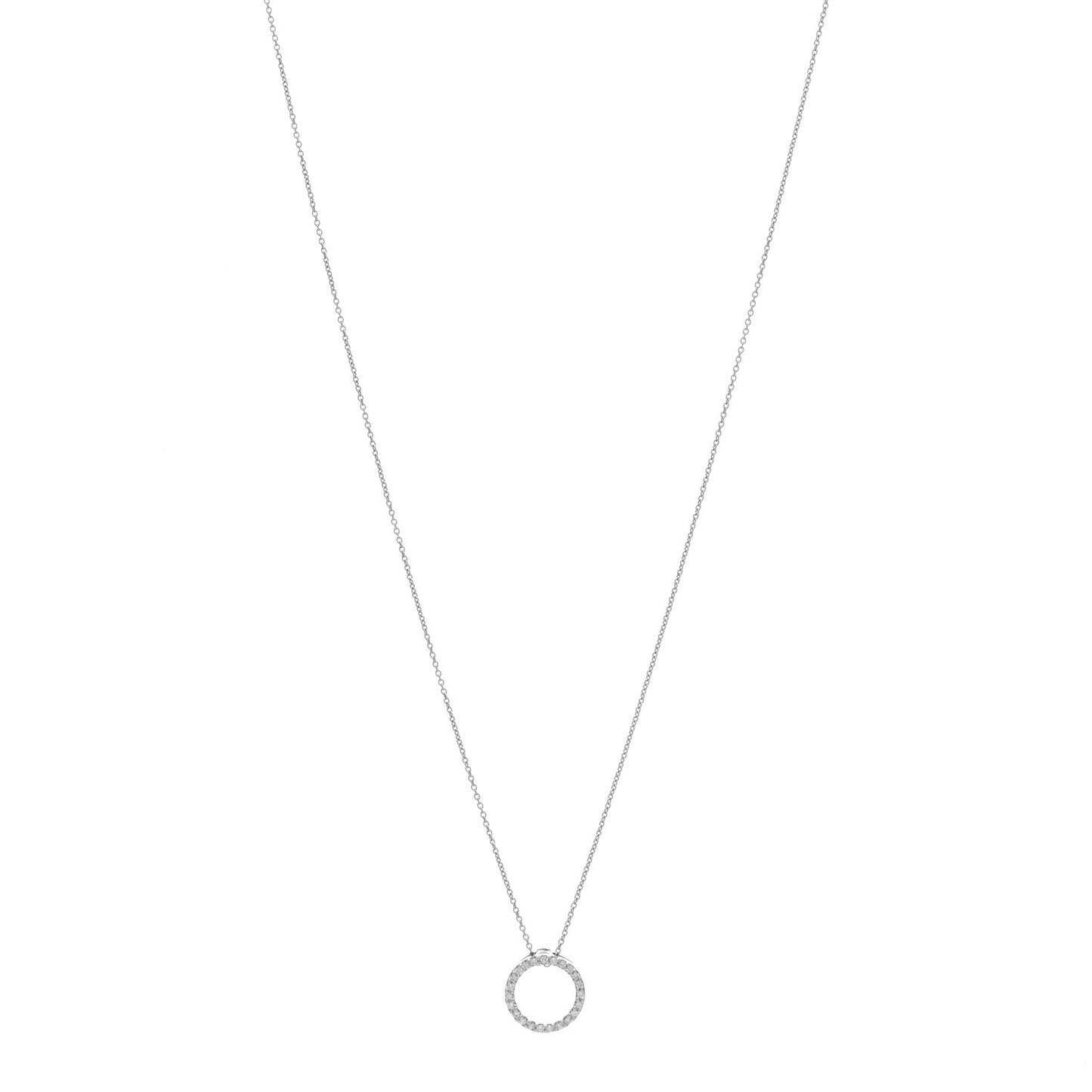 18K White Gold Diamond Small Tiny Treasures Circle Pendant Necklace