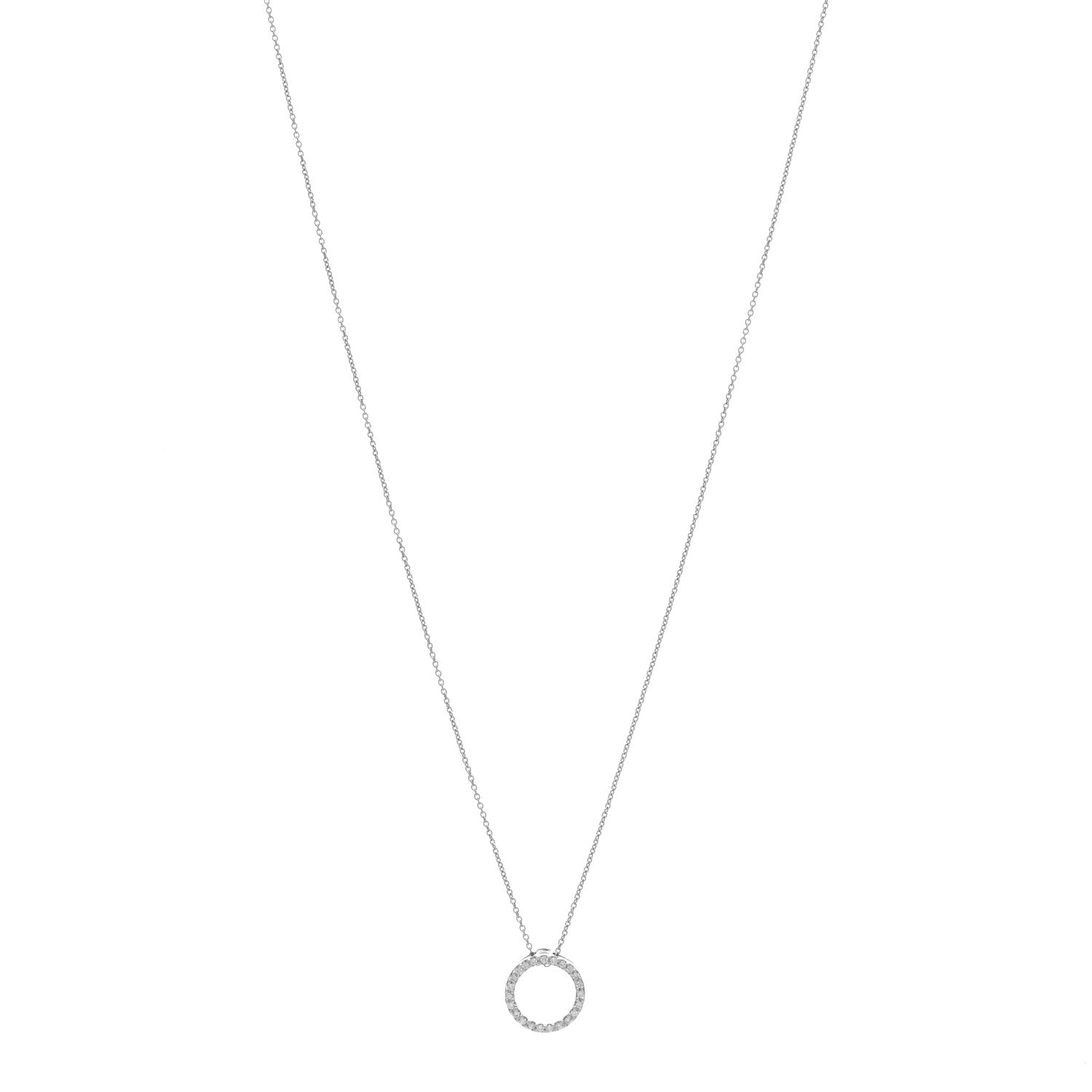 Roberto Coin 18K White Gold Diamond Small Tiny Treasures Circle Pendant Necklace 1 of 4