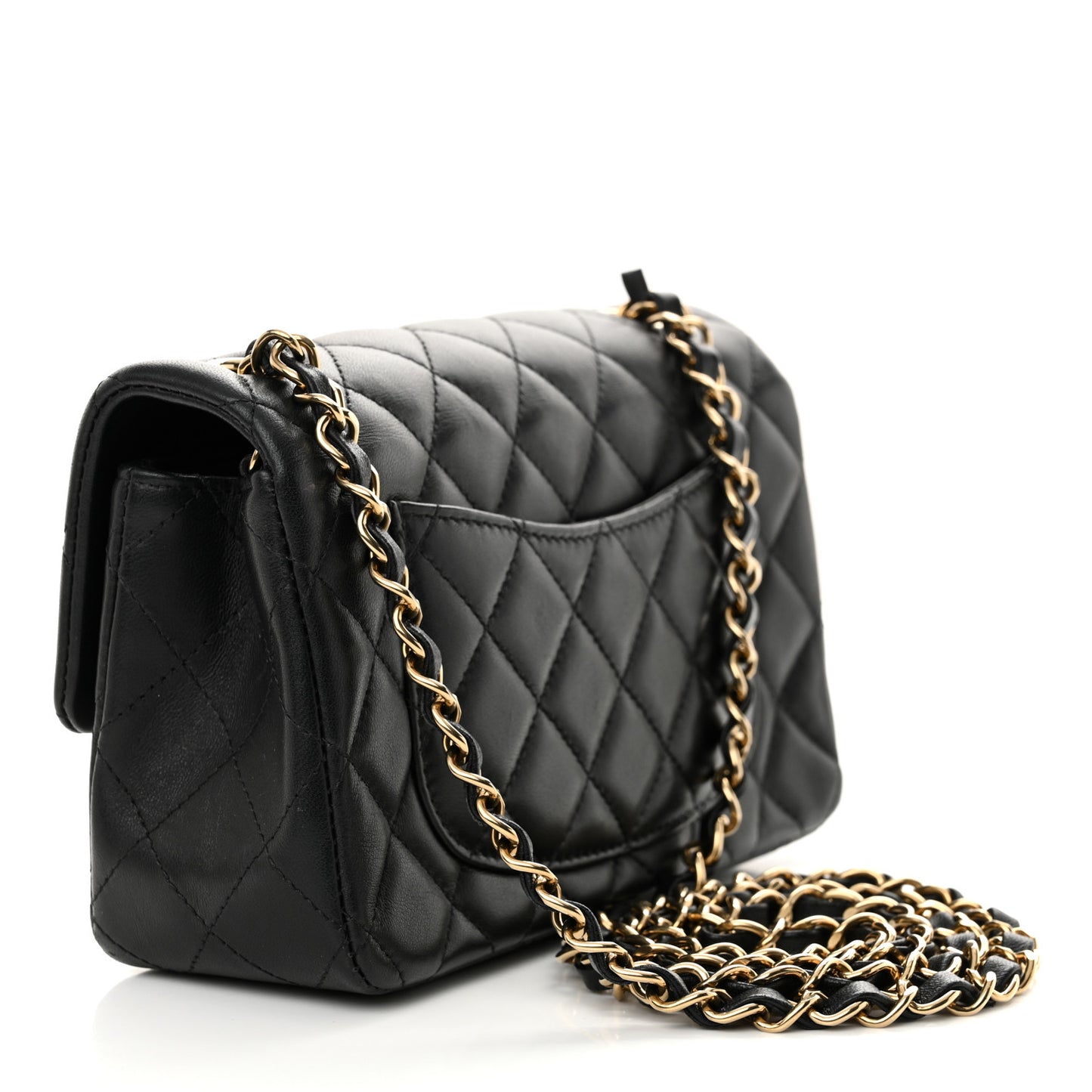 Lambskin Quilted Mini Rectangular Flap Black
