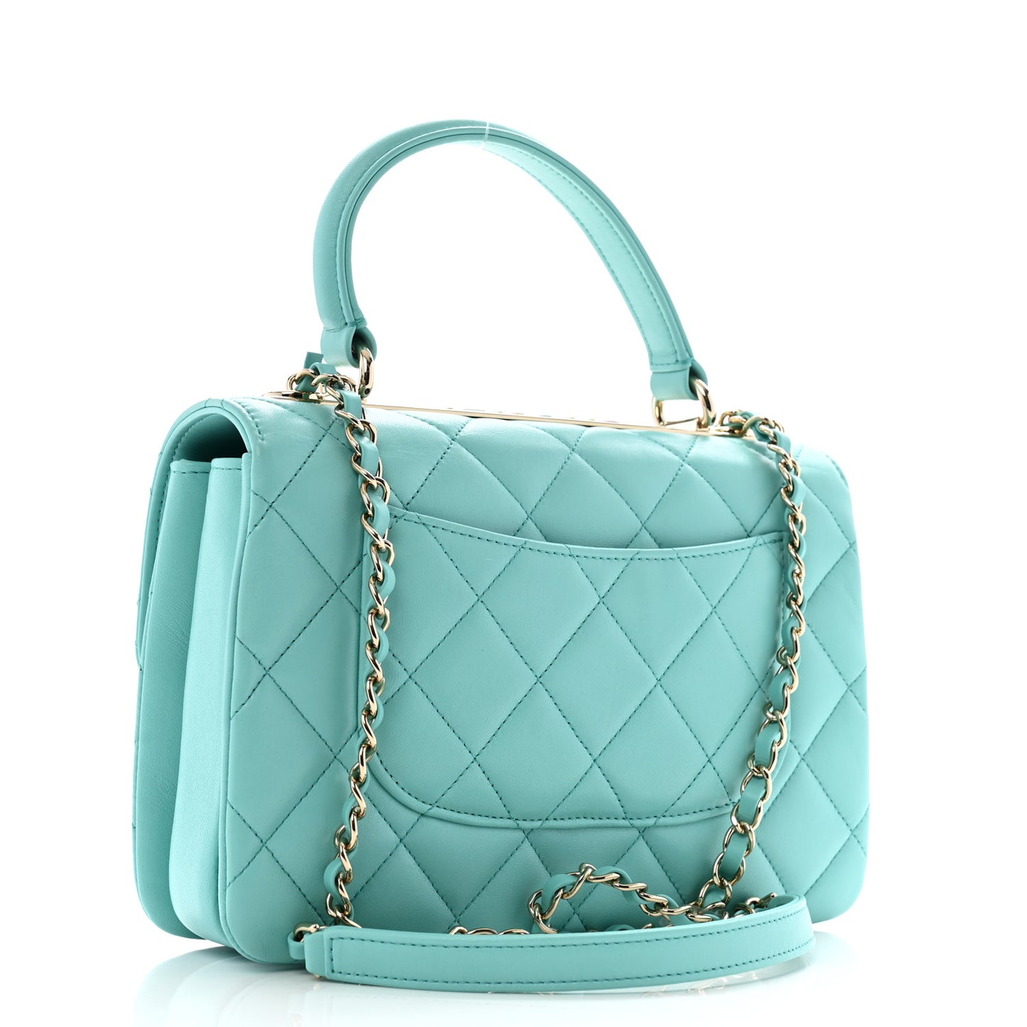 Lambskin Quilted Small Trendy CC Dual Handle Flap Bag Blue