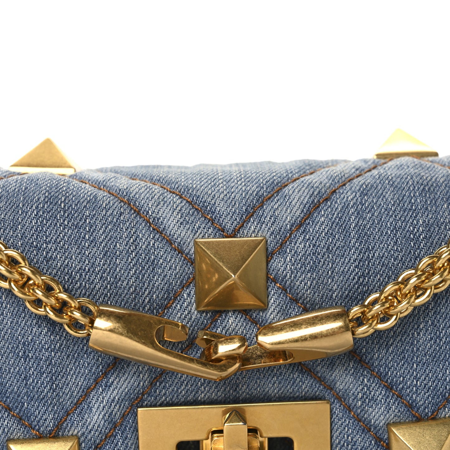 Denim Medium Roman Stud Shoulder Bag Light Denim Selleria