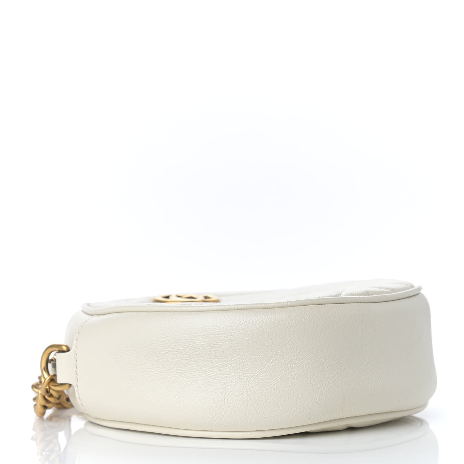 Gucci Calfskin Matelasse Mini GG Marmont Round Shoulder Bag White 4 of 11