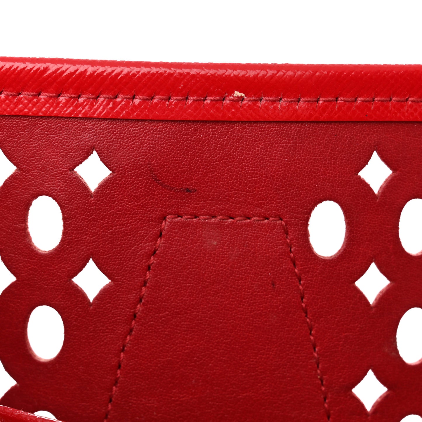 Saffiano Perforated Tote Red