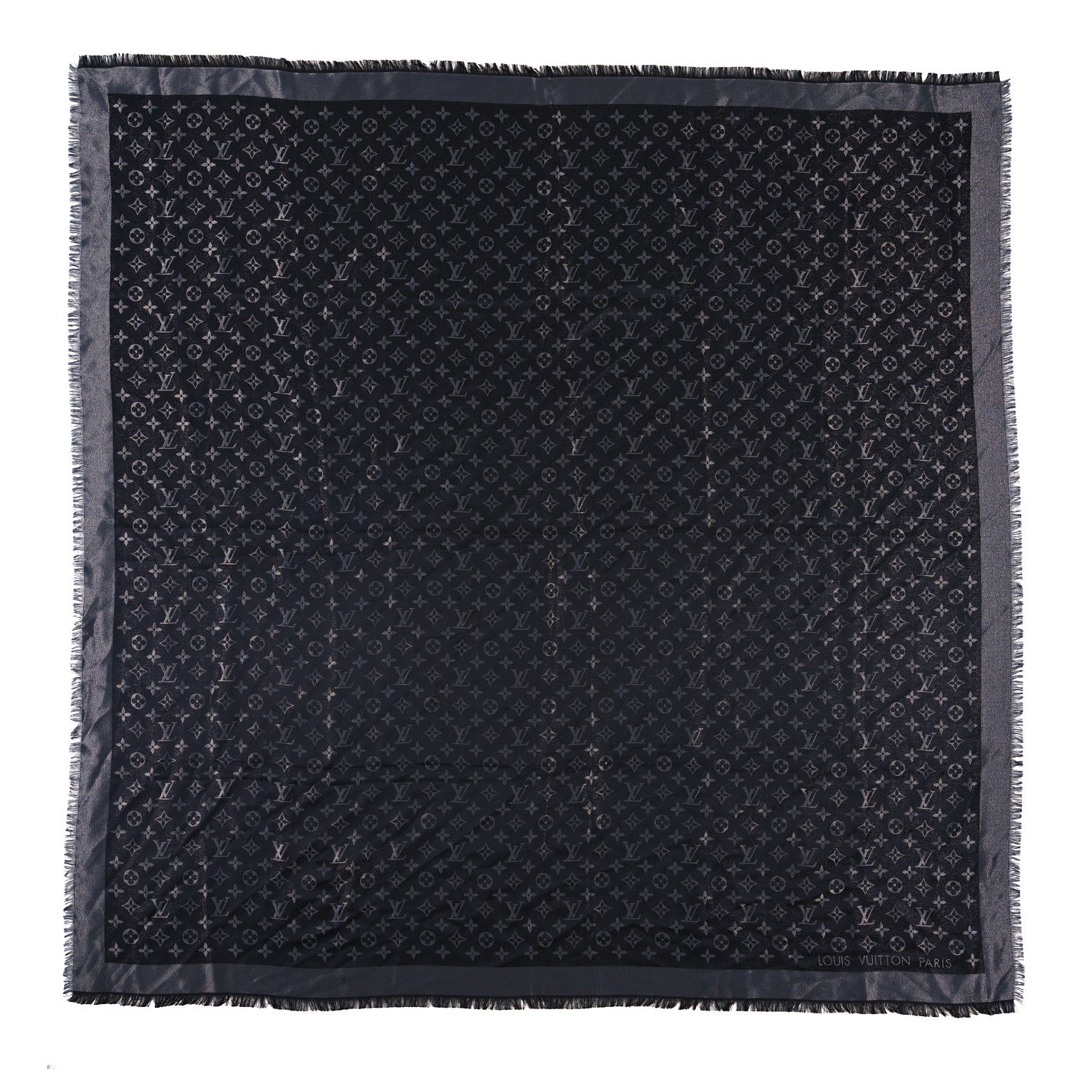 Louis Vuitton Silk Lurex Wool Monogram Shine Shawl Black 1 of 4