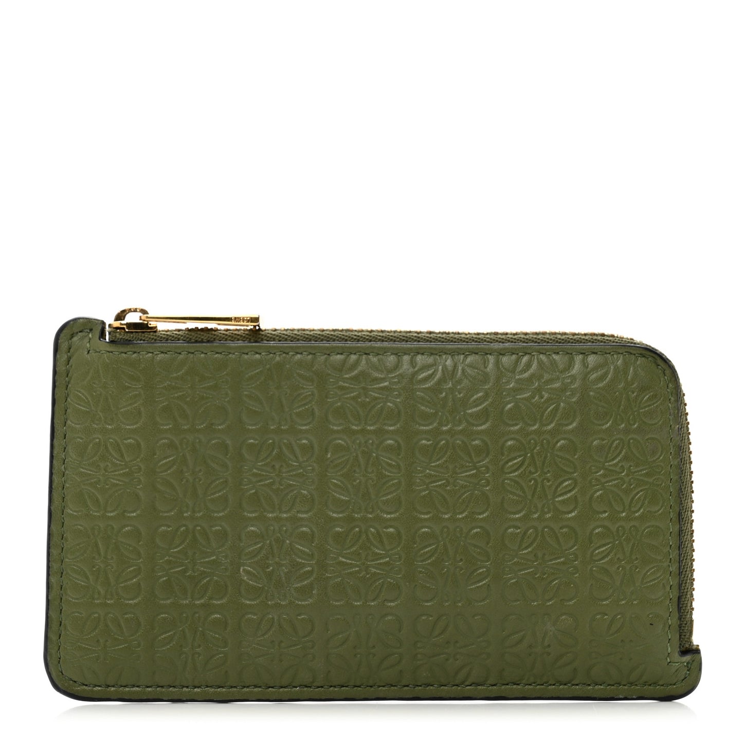 Calfskin Embossed Repeat Coin Card Holder Avocado Green