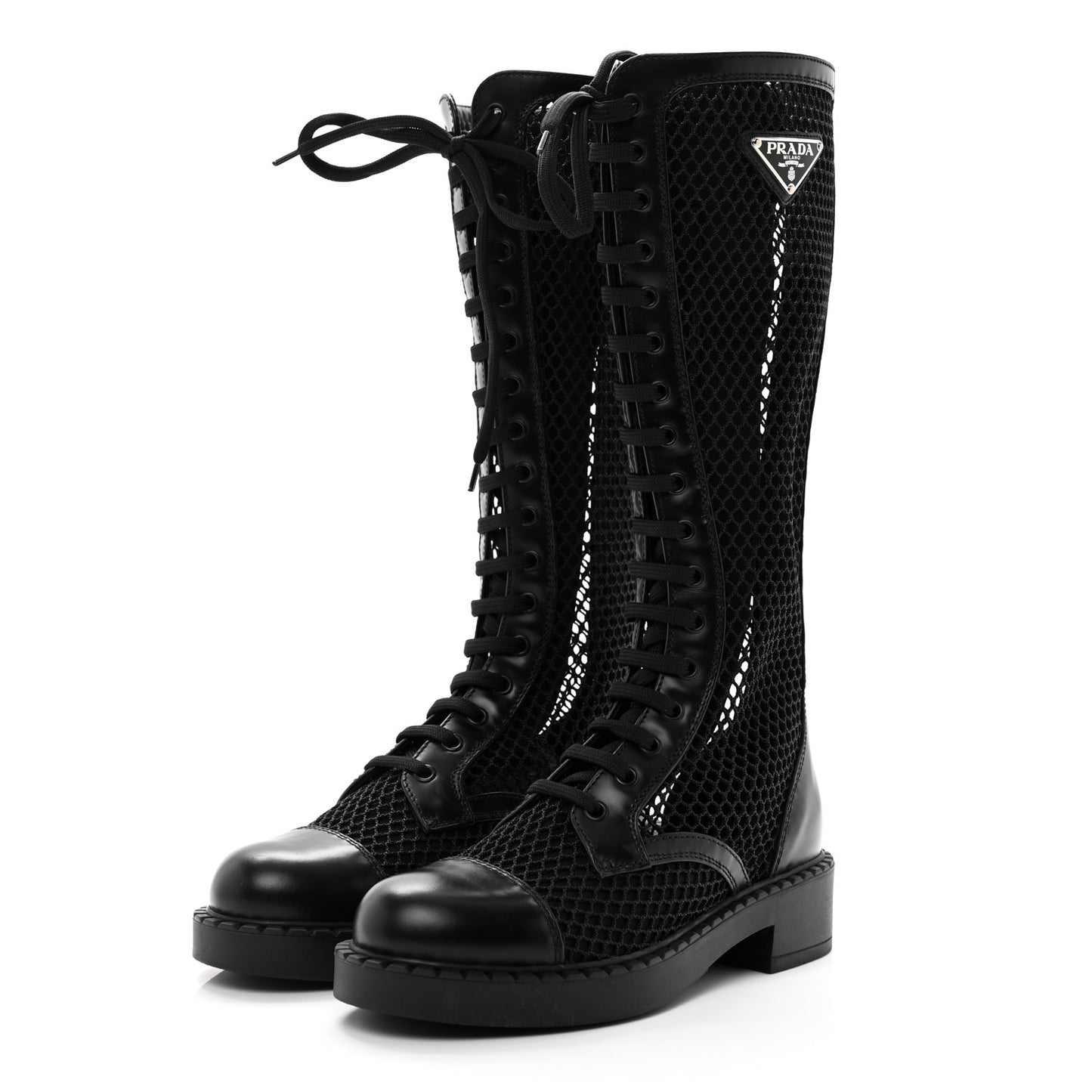 Rete Spazzolato Rois Metal Triangle Logo Womens Knee High 50mm Boots 35.5 Black