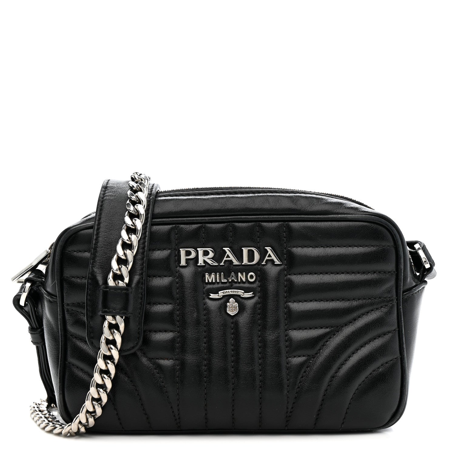 Prada Soft Calfskin Diagramme Camera Bag Black 1802452 – FASHIONPHILE