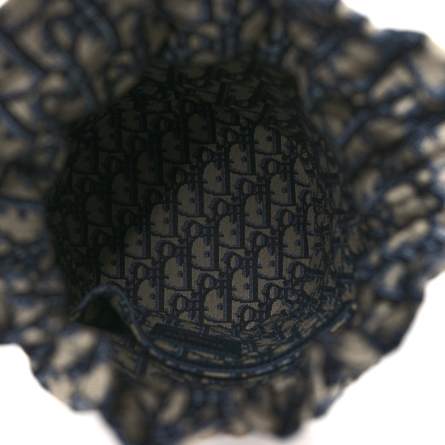 Wicker Oblique Drawstring Bucket Bag Blue