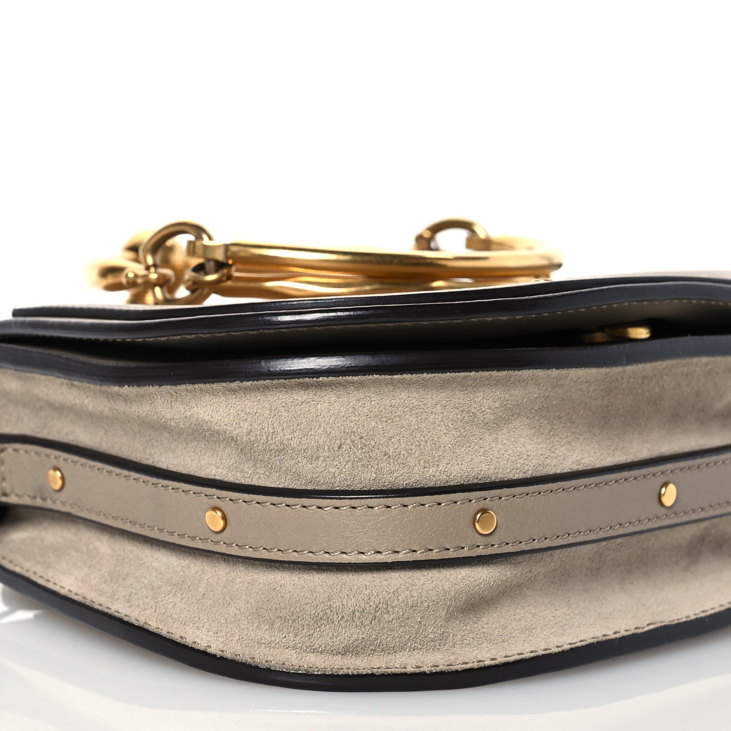 Calfskin Suede Small Nile Bracelet Bag Motty Grey