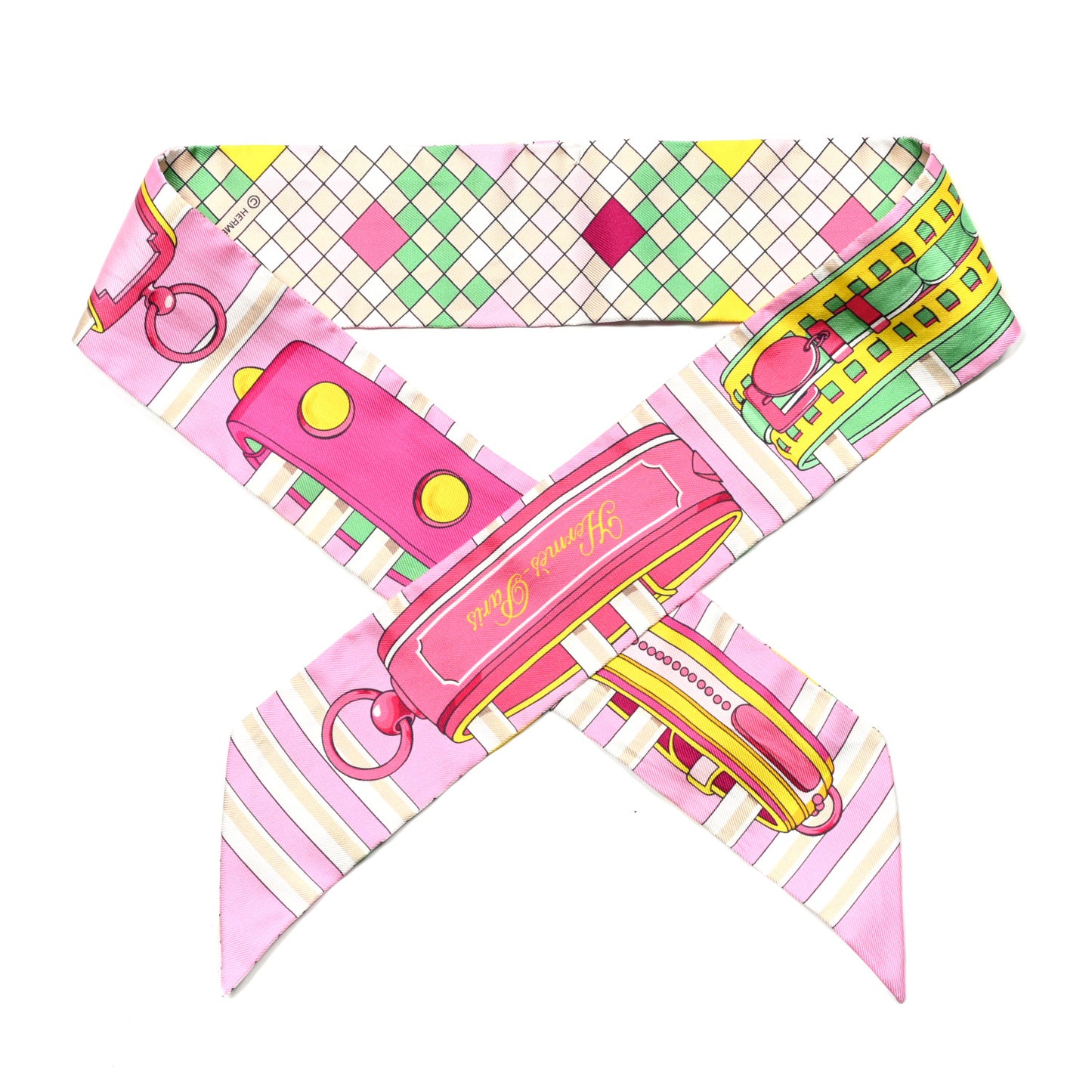 Silk Colliers De Chiens Remix Twilly Rose Vert Jaune