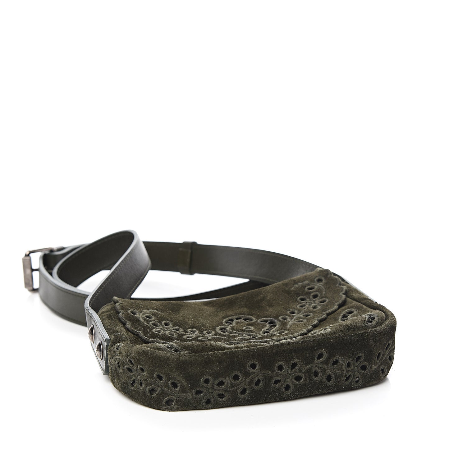 Suede Embroidered Flap Dark Green