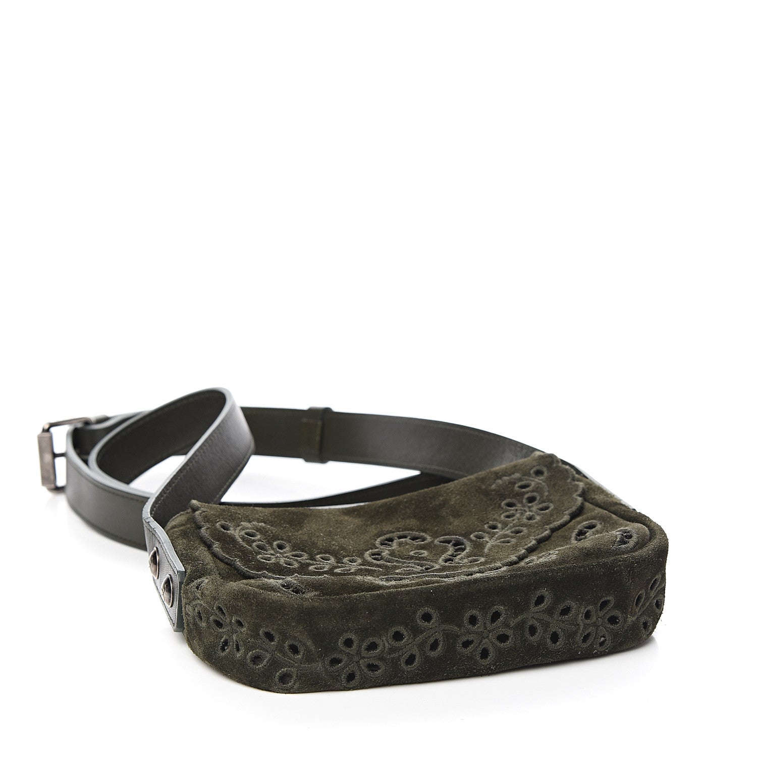 Chanel Suede Embroidered Flap Dark Green 3 of 10