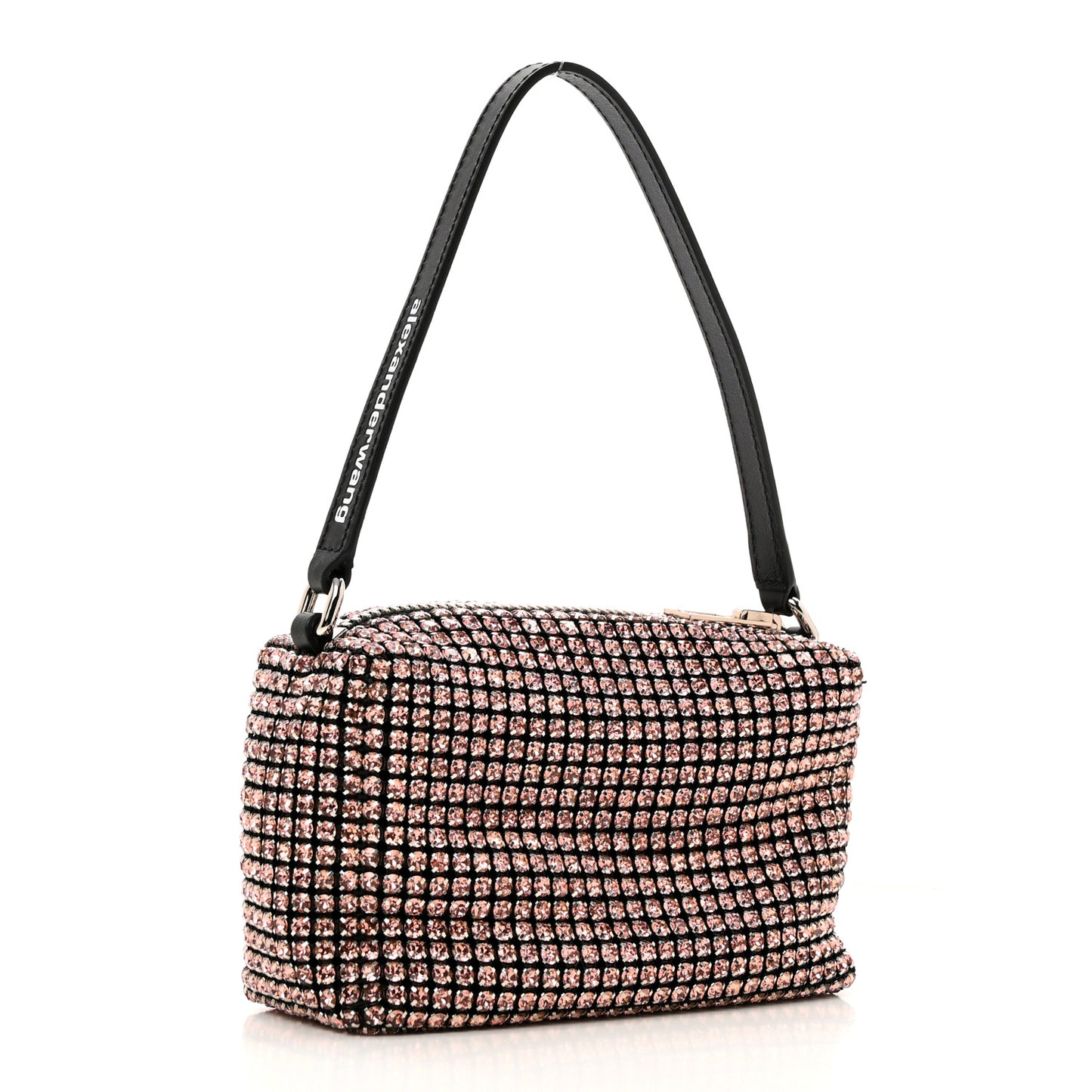 Mesh Crystal Rhinestone Mini Heiress Pouch Pink