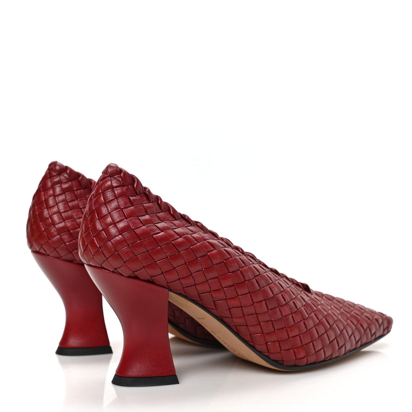Nappa Intrecciato Almond 75mm Pumps 38 Burgundy