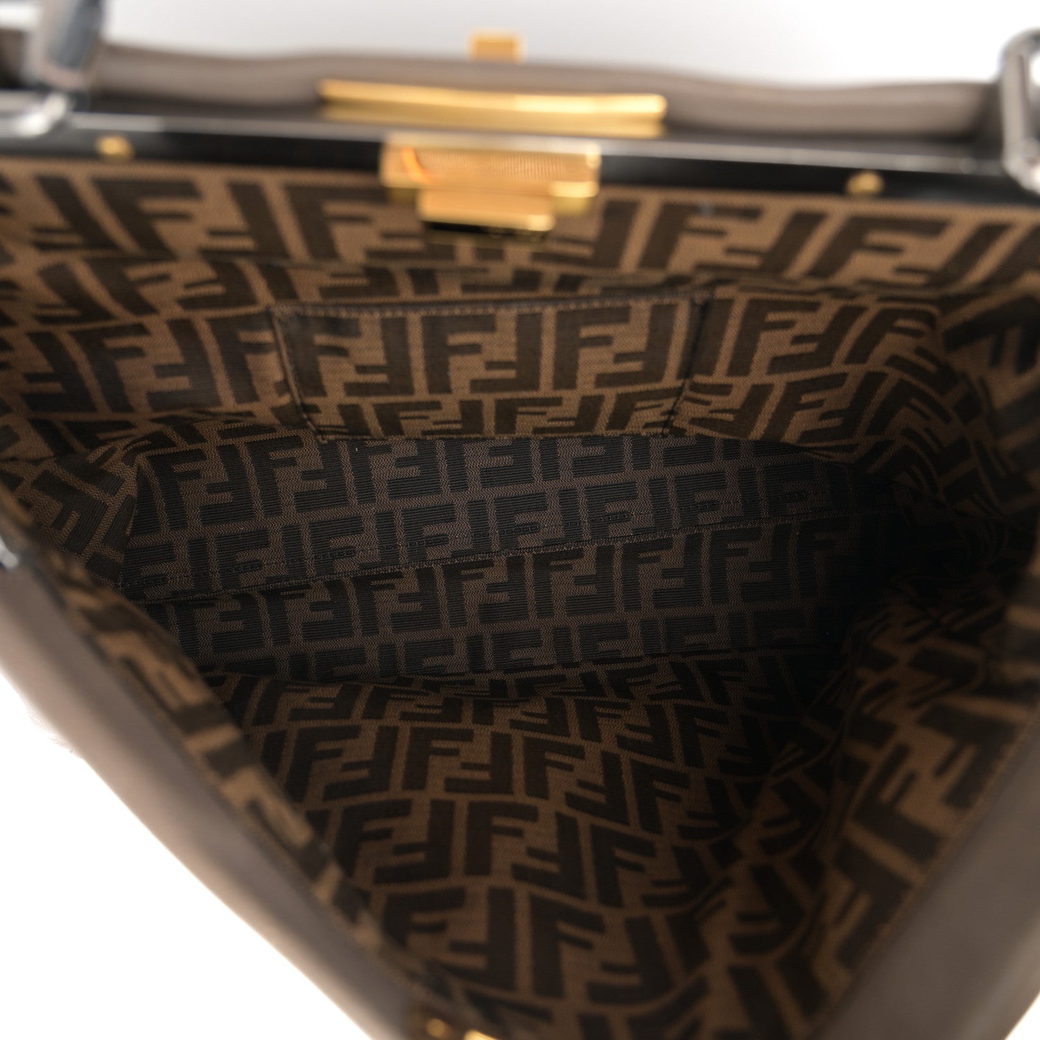 Fendi Goatskin Zucca Large Peekaboo Iconic Satchel Taupe Tobacco Moro Tortora 5 of 14