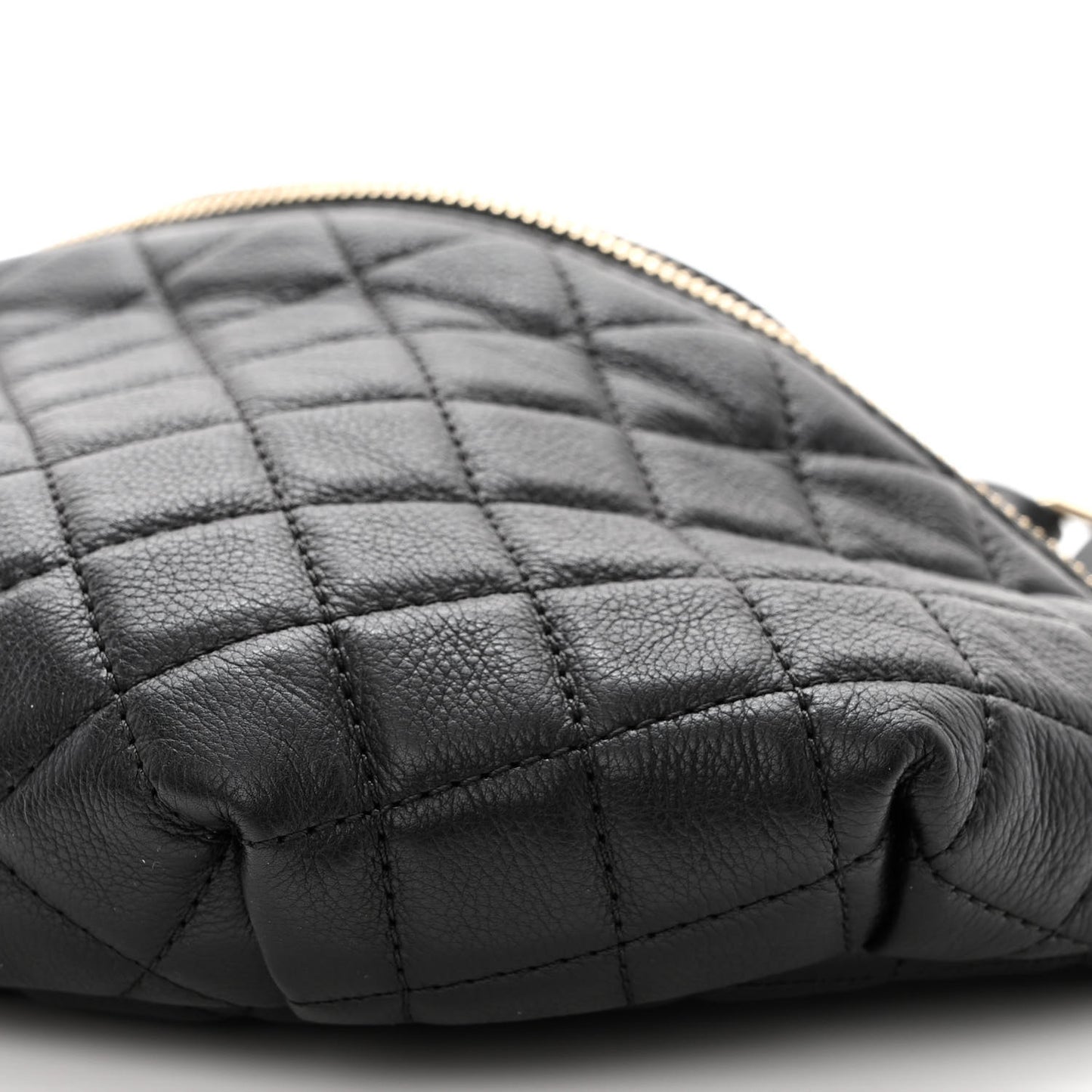 Calfskin Quilted Banane Waist Bag Fanny Pack Black