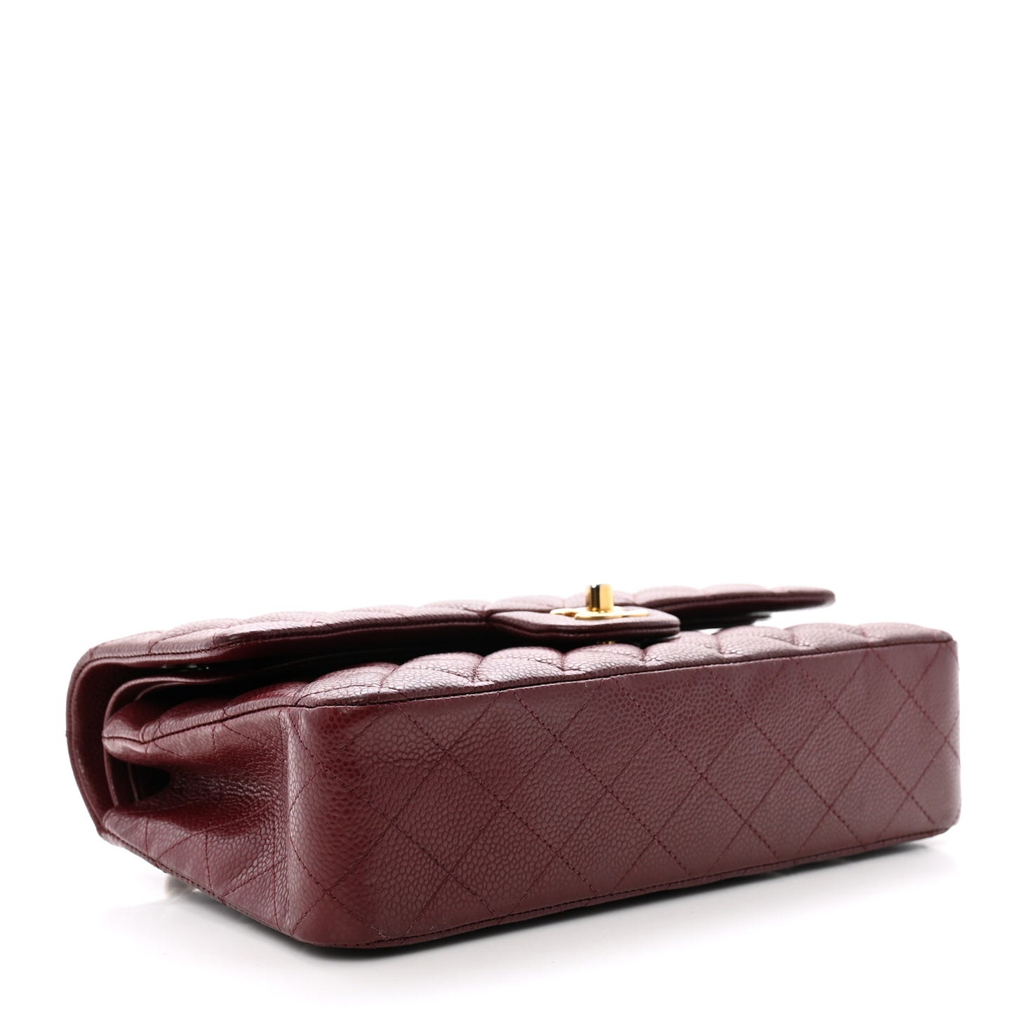 Caviar Quilted Medium Double Flap Burgundy