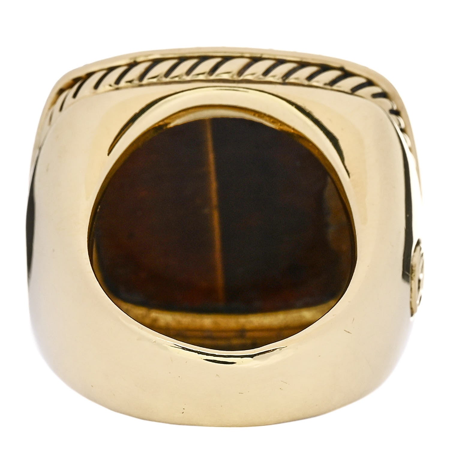 David Yurman 18K Yellow Gold Diamond Tigers Eye 20mm Albion Ring 53 6.5 4 of 5