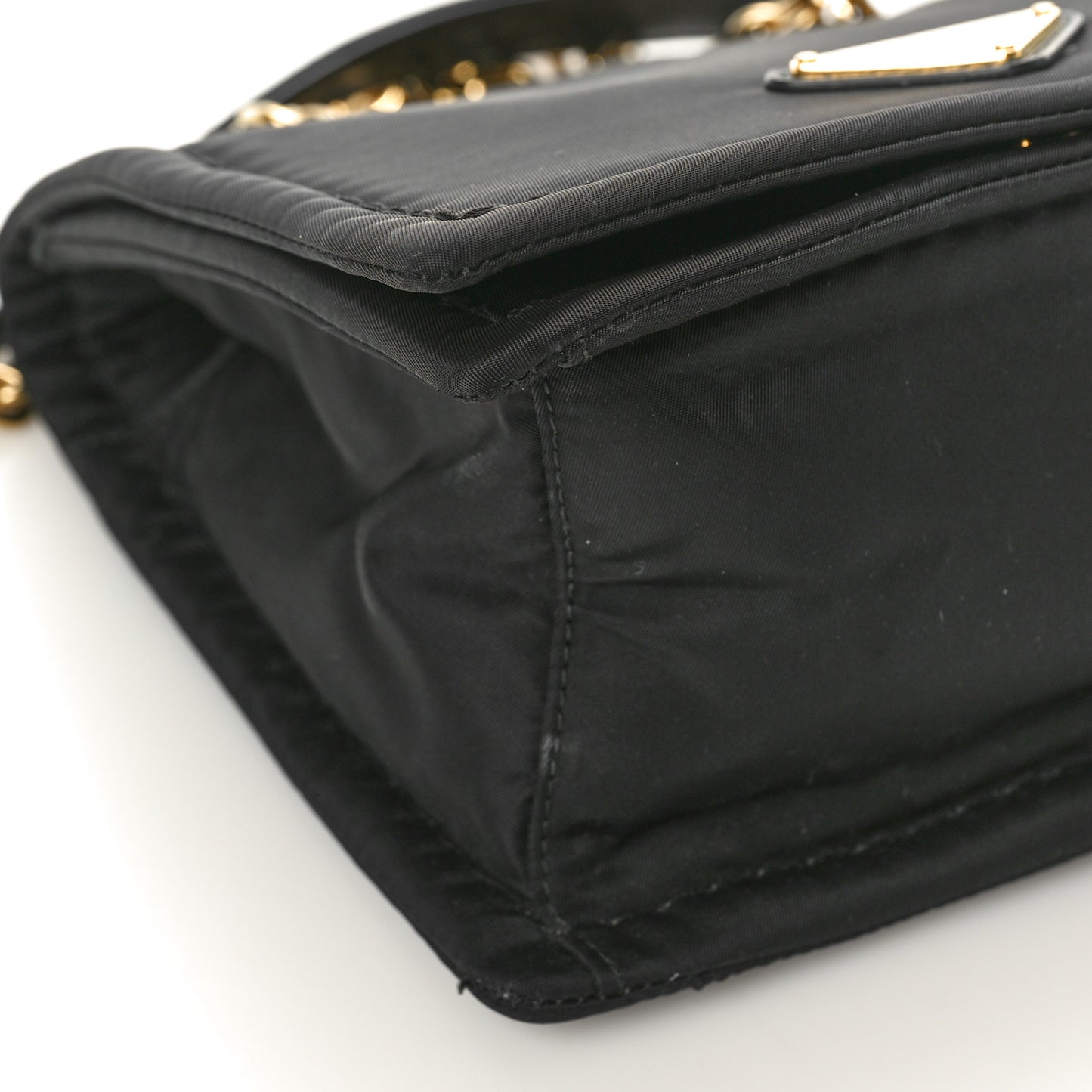 Tessuto Nylon Chain Flap Shoulder Bag Black