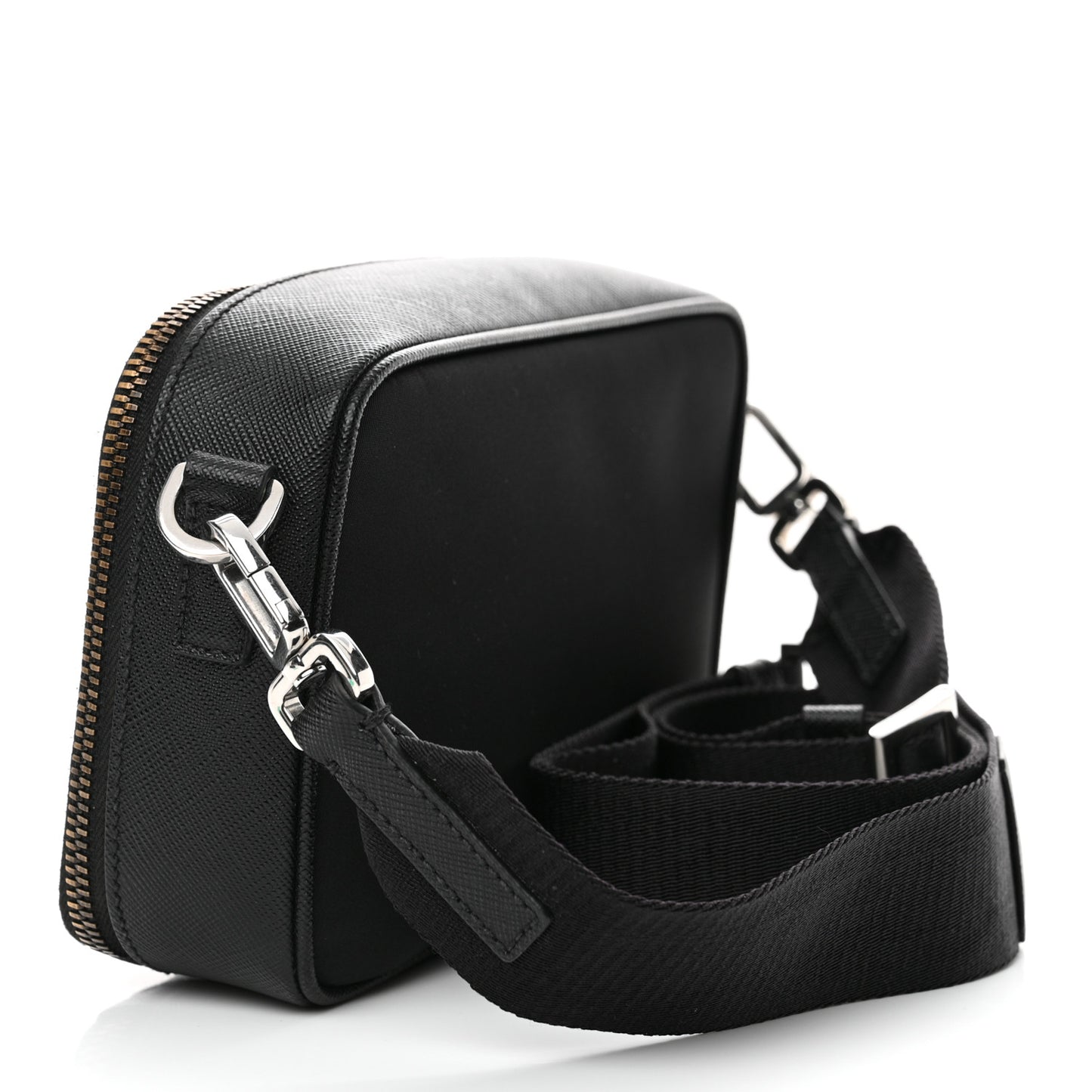 Re-Nylon Saffiano Travel Brique Crossbody Bag Black