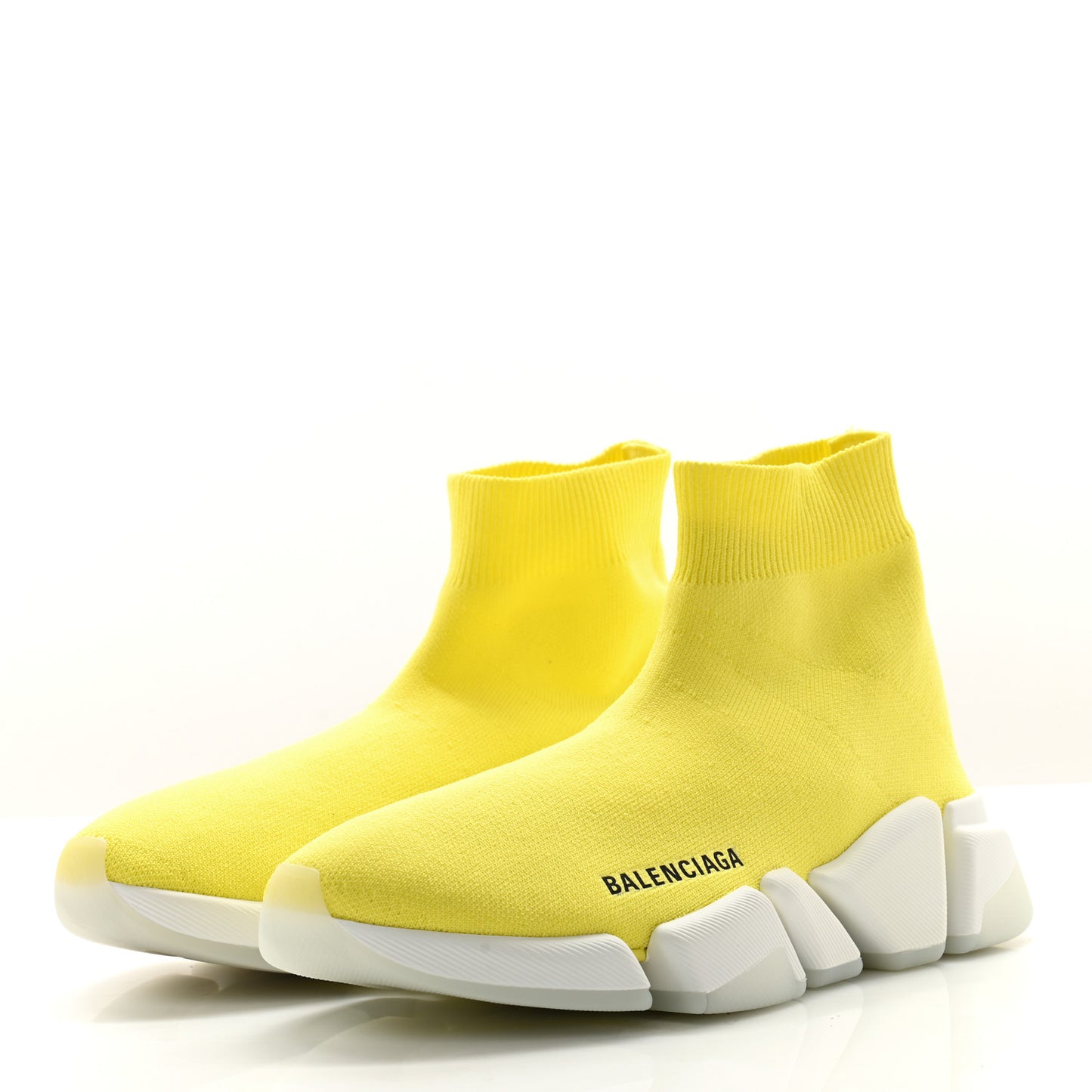 Ribbed Knit Womens Speed 2.0 Transparent Sole Sneakers 37 Yellow