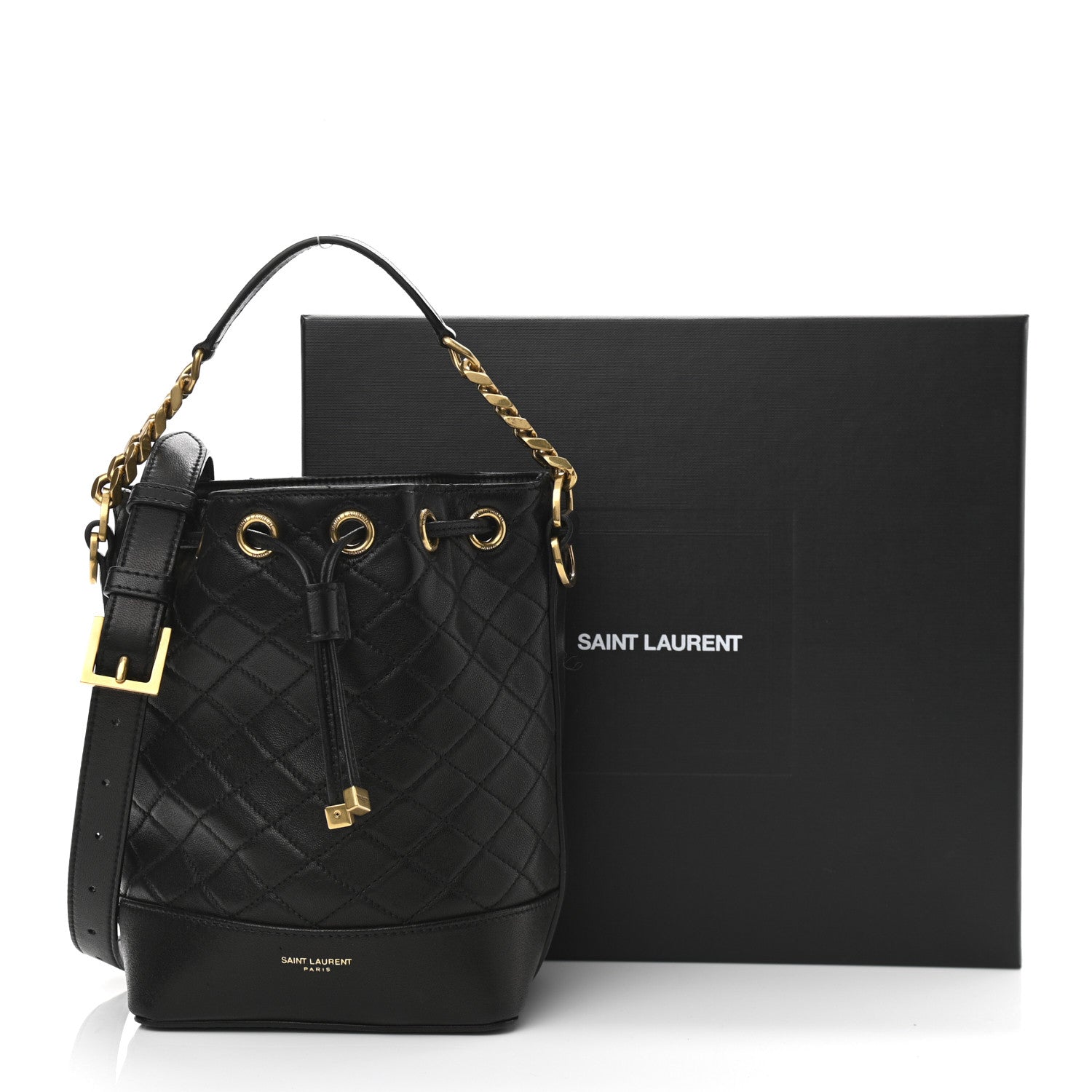 Saint Laurent Lambskin Quilted Small Emmanuelle Bucket Bag Black 11 of 11