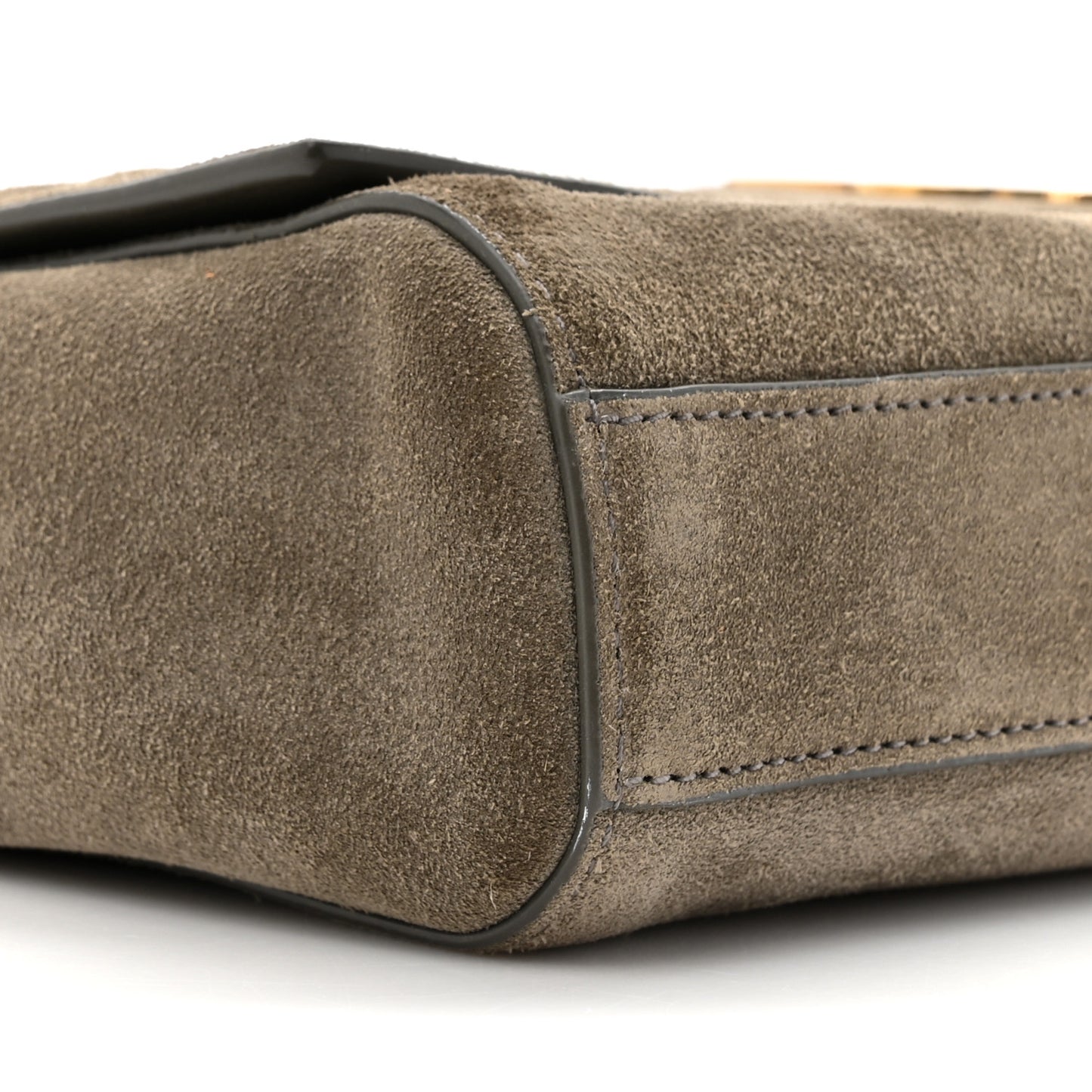 Smooth Calfskin Suede Medium Reversible Monogram Kate Satchel Taupe