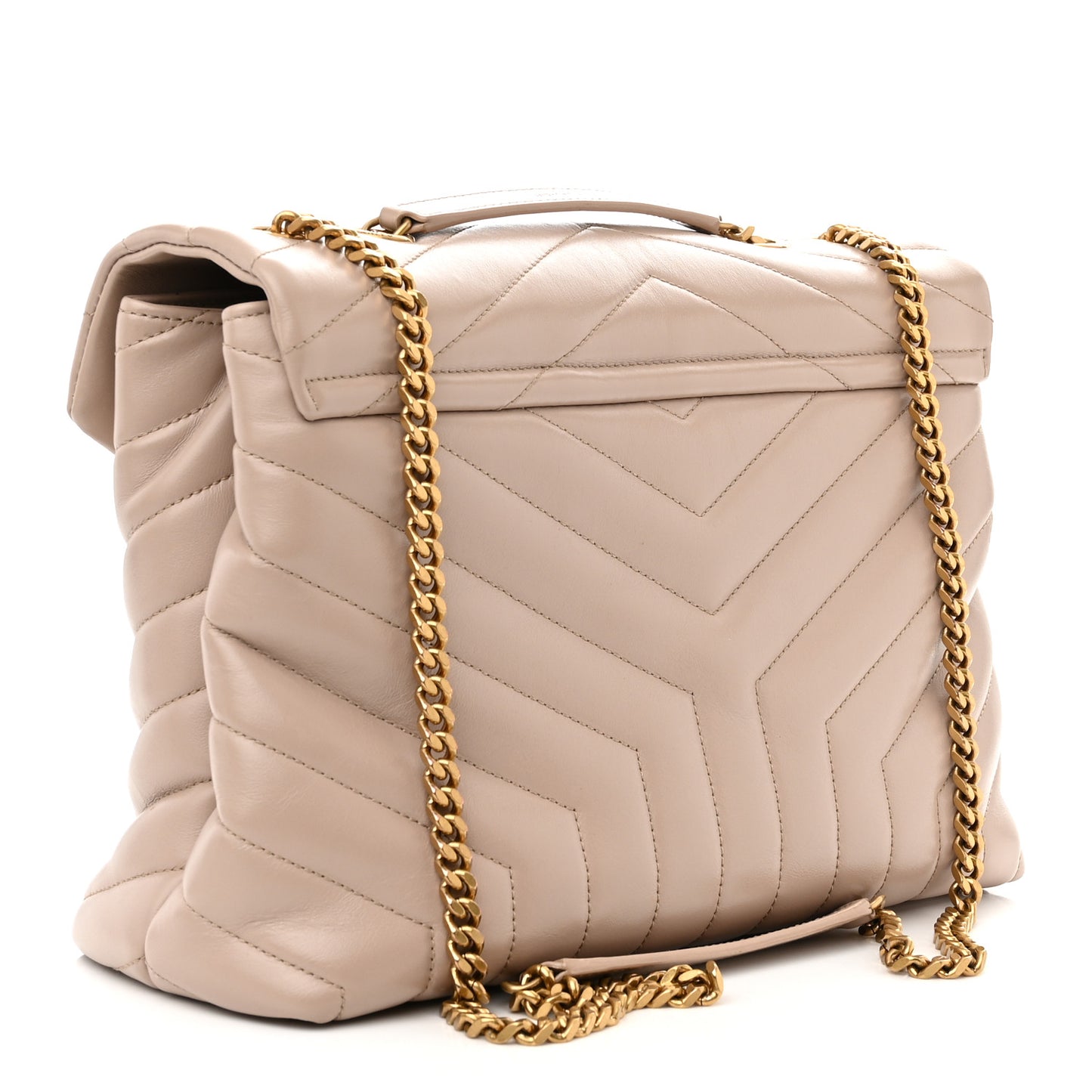 Calfskin Y Quilted Monogram Medium Loulou Chain Satchel Light Natural