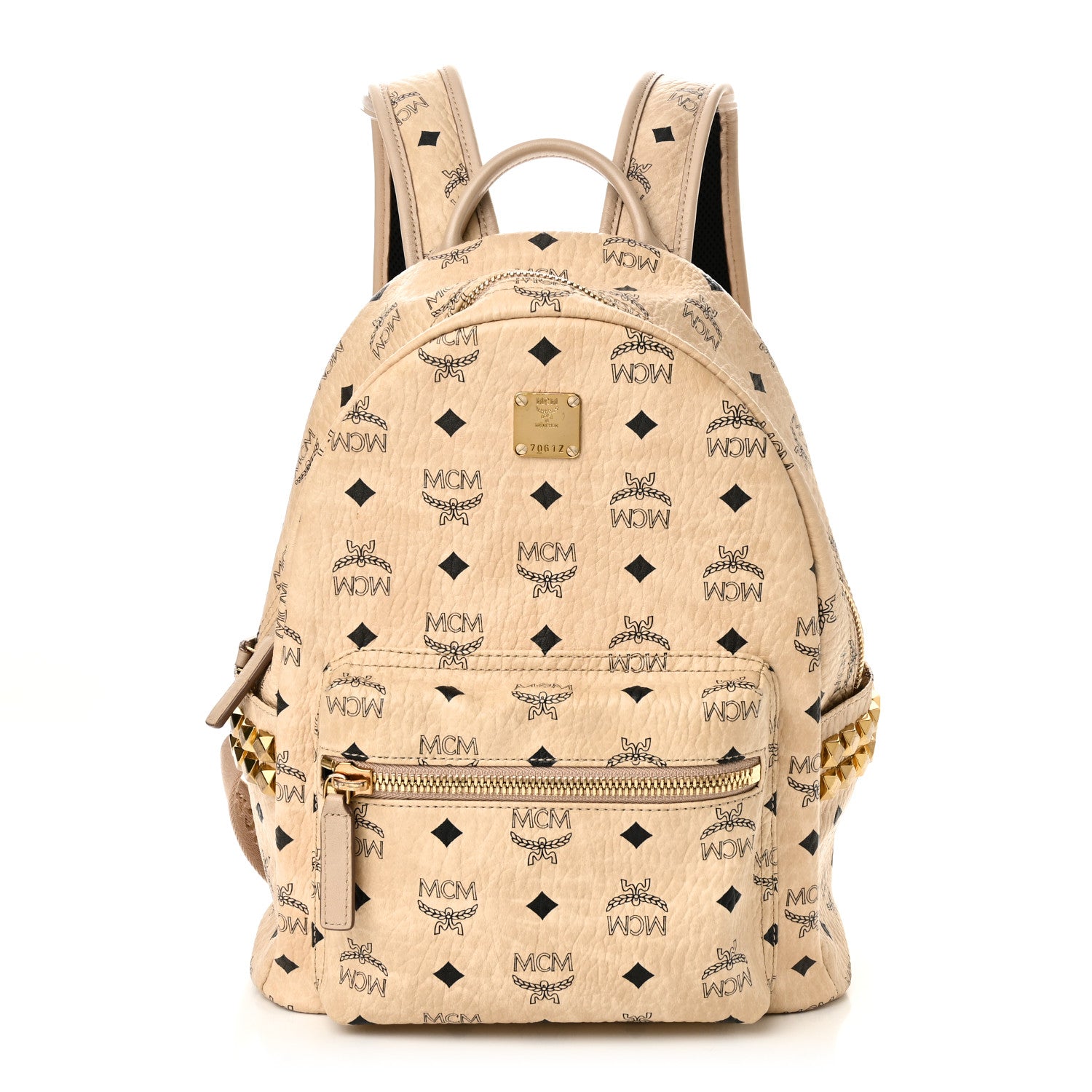 MCM Visetos Small Side Stud Stark Backpack Beige 1746388 