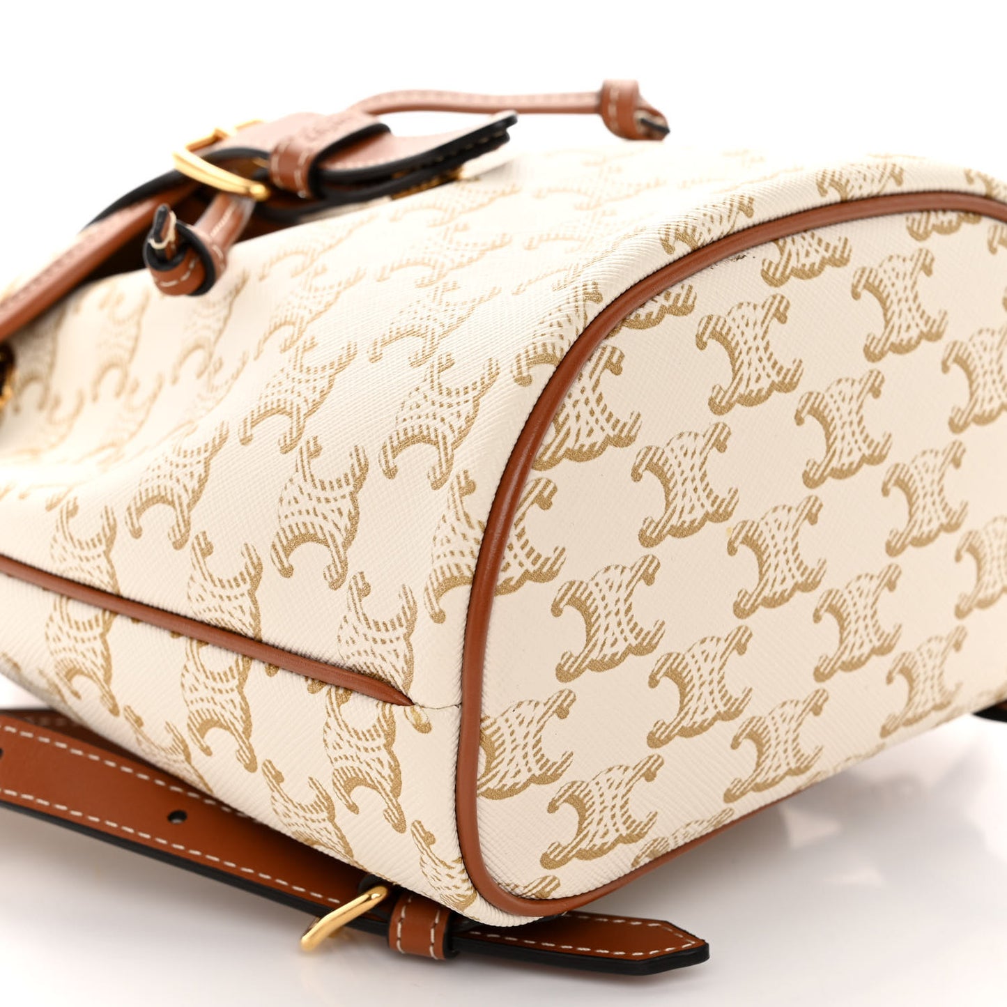 Triomphe Canvas Calfskin Mini Folco Backpack White