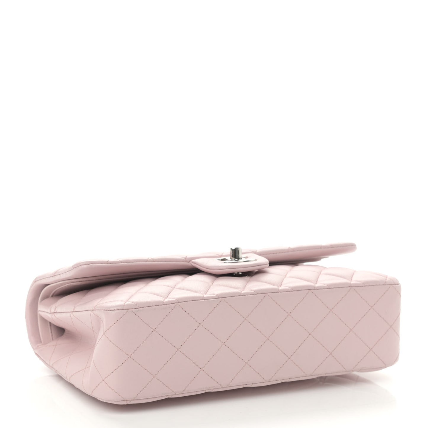 Lambskin Quilted Medium Double Flap Light Pink