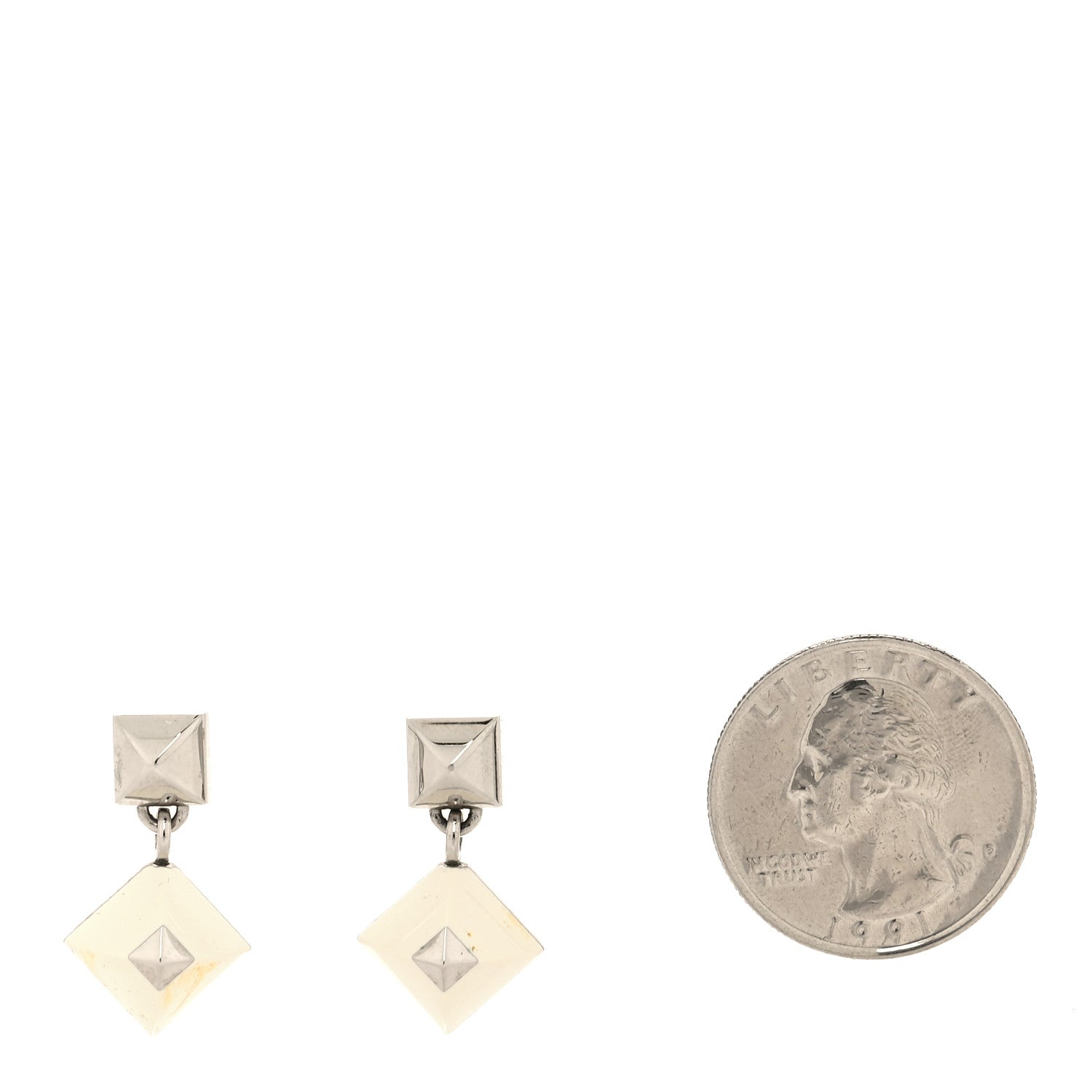Hermes Palladium Medor Folk Earrings White 2 of 5