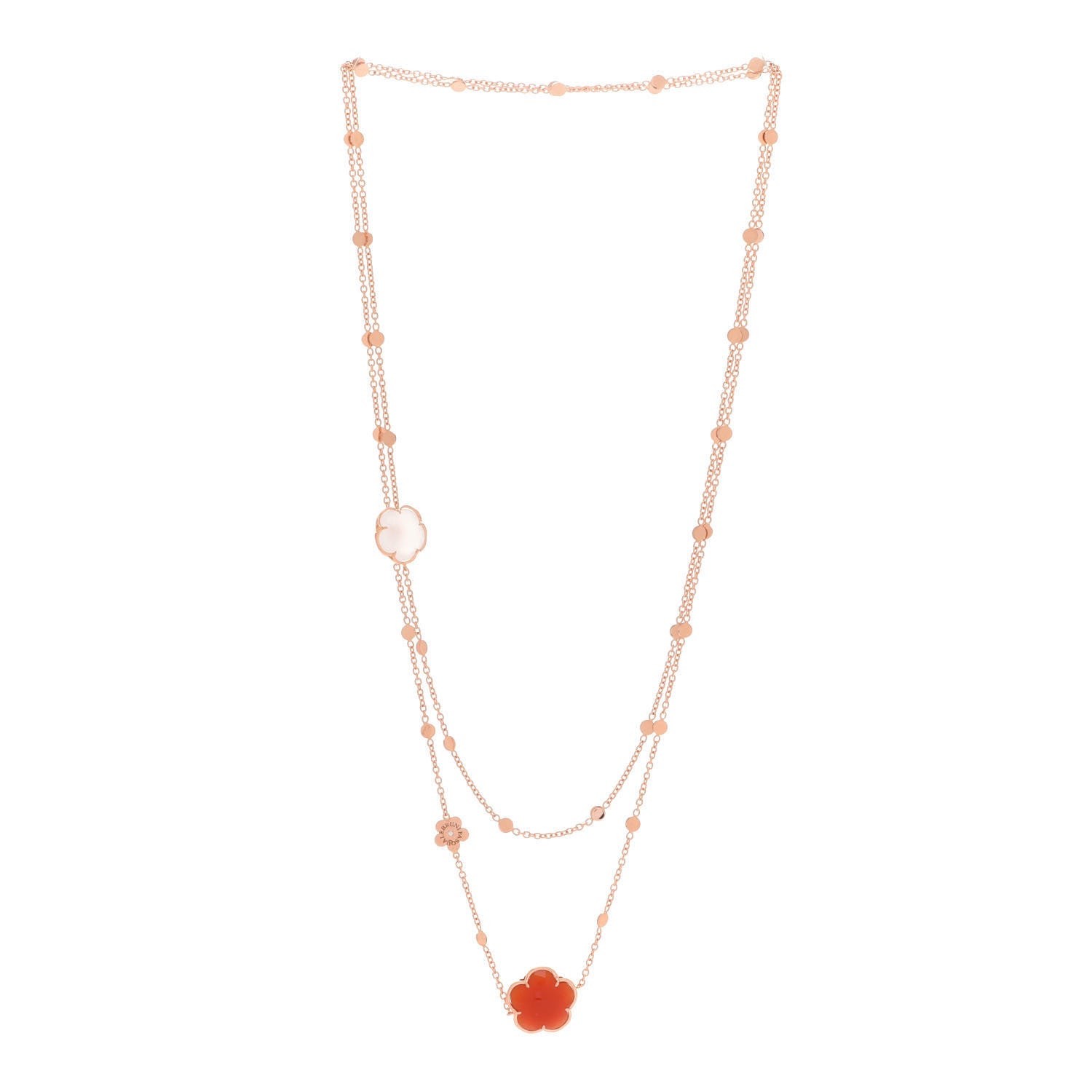 Pasquale Bruni 18K Rose Gold Milky Quartz Carnelian Diamond Bon Ton Sautoir Necklace 3 of 7