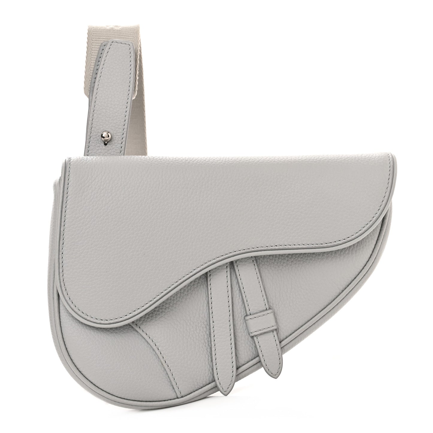 Grained Calfskin Mens Mini Saddle Bag Gray