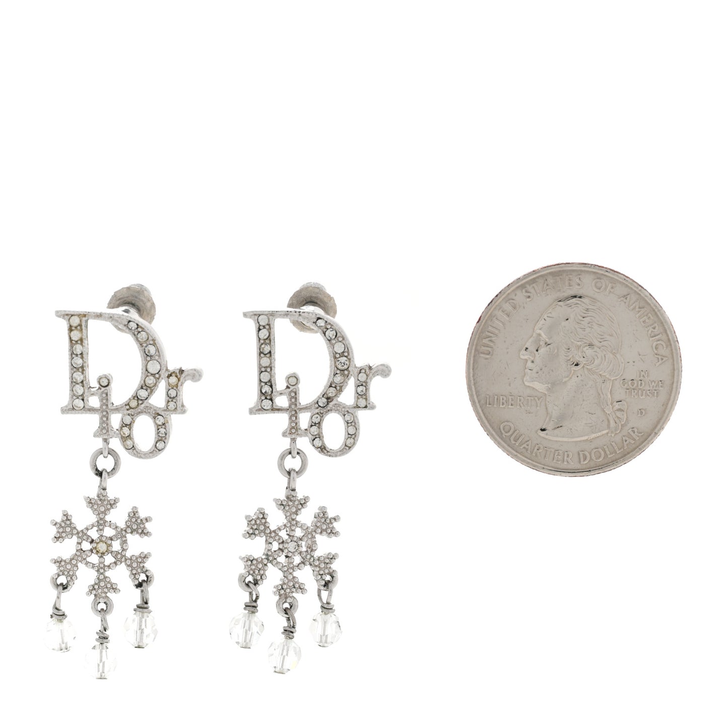 Crystal Logo Snowflake Earrings Silver
