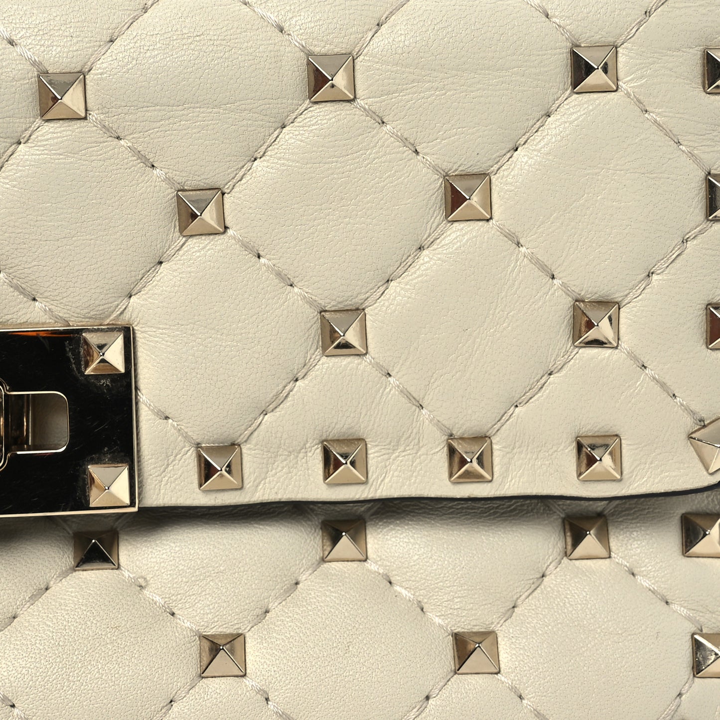 Nappa Small Rockstud Spike Shoulder Bag Light Ivory
