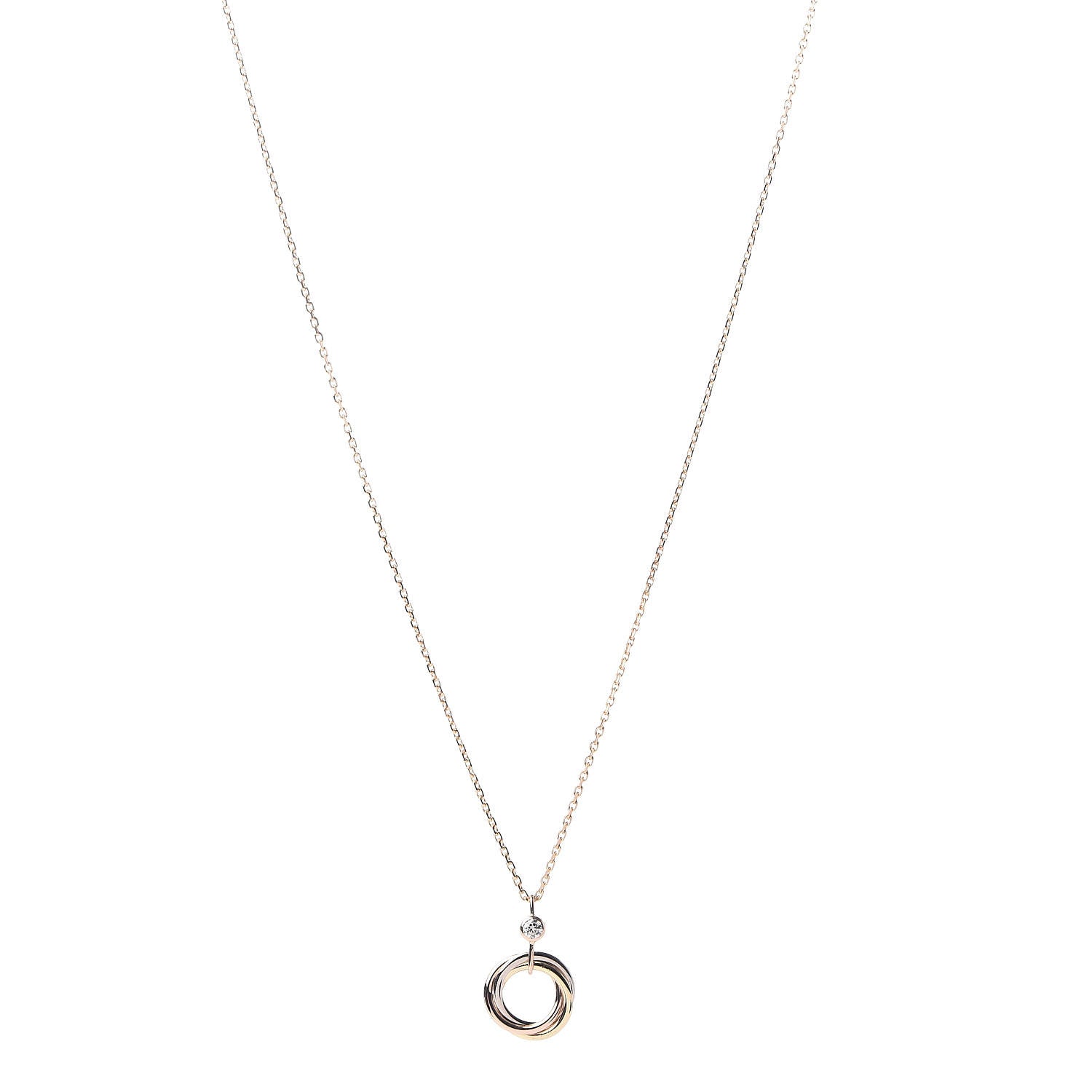 Cartier 18K Pink Yellow White Gold Diamond Trinity Pendant Necklace 1 of 5