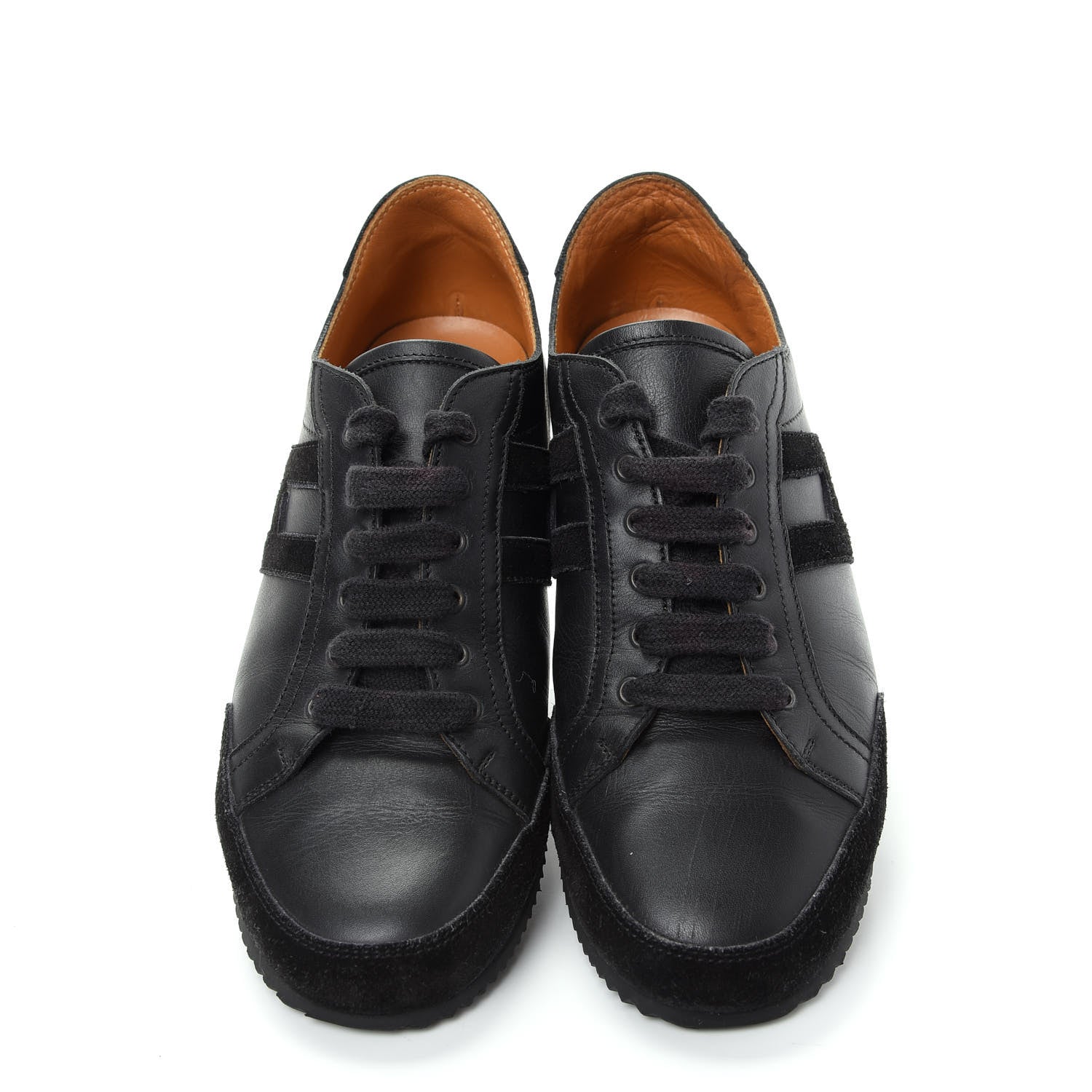 Hermes Calfskin Suede Goatskin Mens Tie Break Sneakers 38 Black 5 of 10