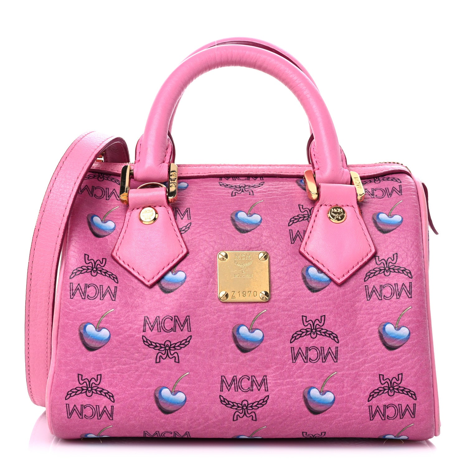 MCM Sweet Visetos Mini Boston Bag Pink 1093975 – FASHIONPHILE
