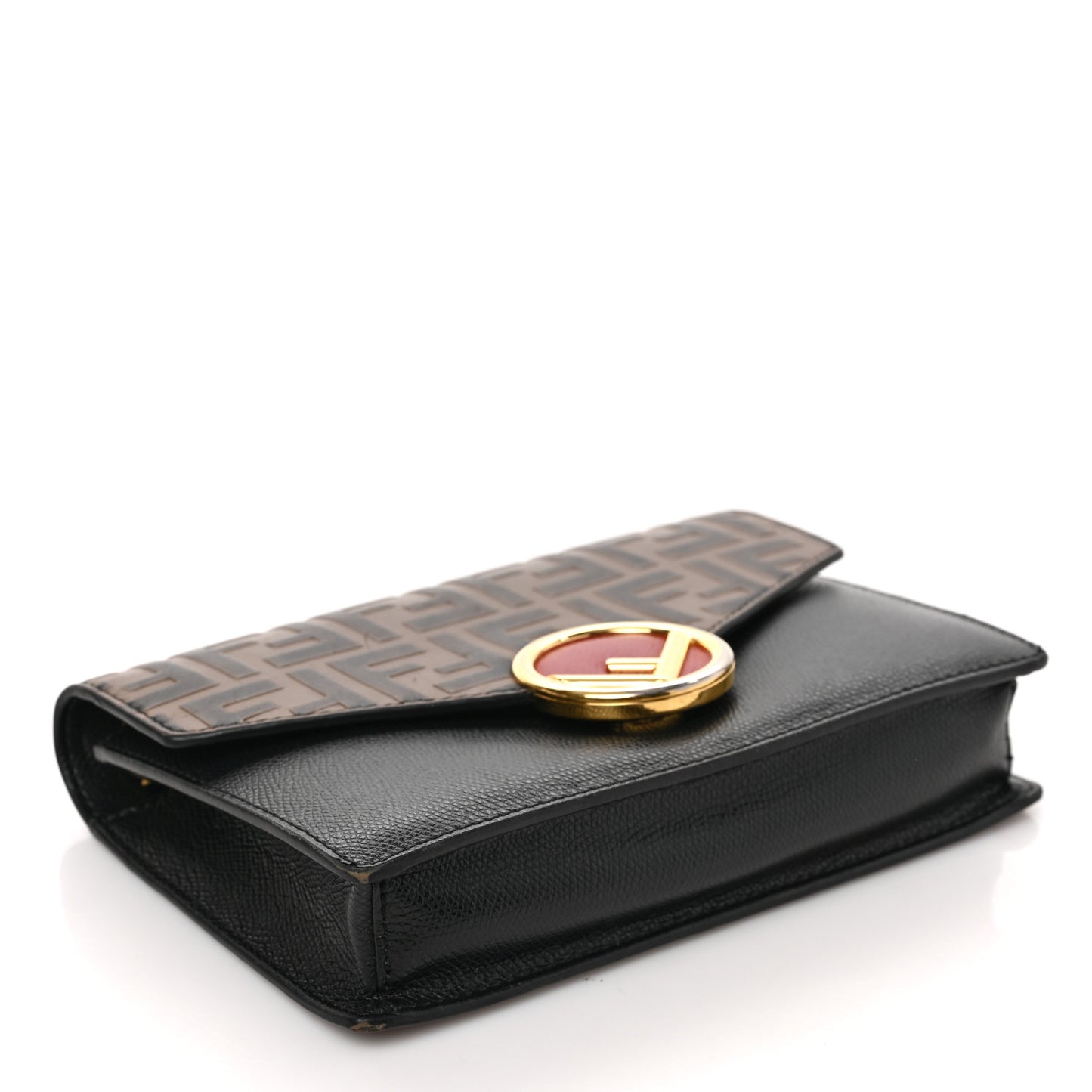 Vitello Cruise F is Fendi Bi-Color FF 1974 Embossed Medium Envelope Wallet On Chain Black Maya
