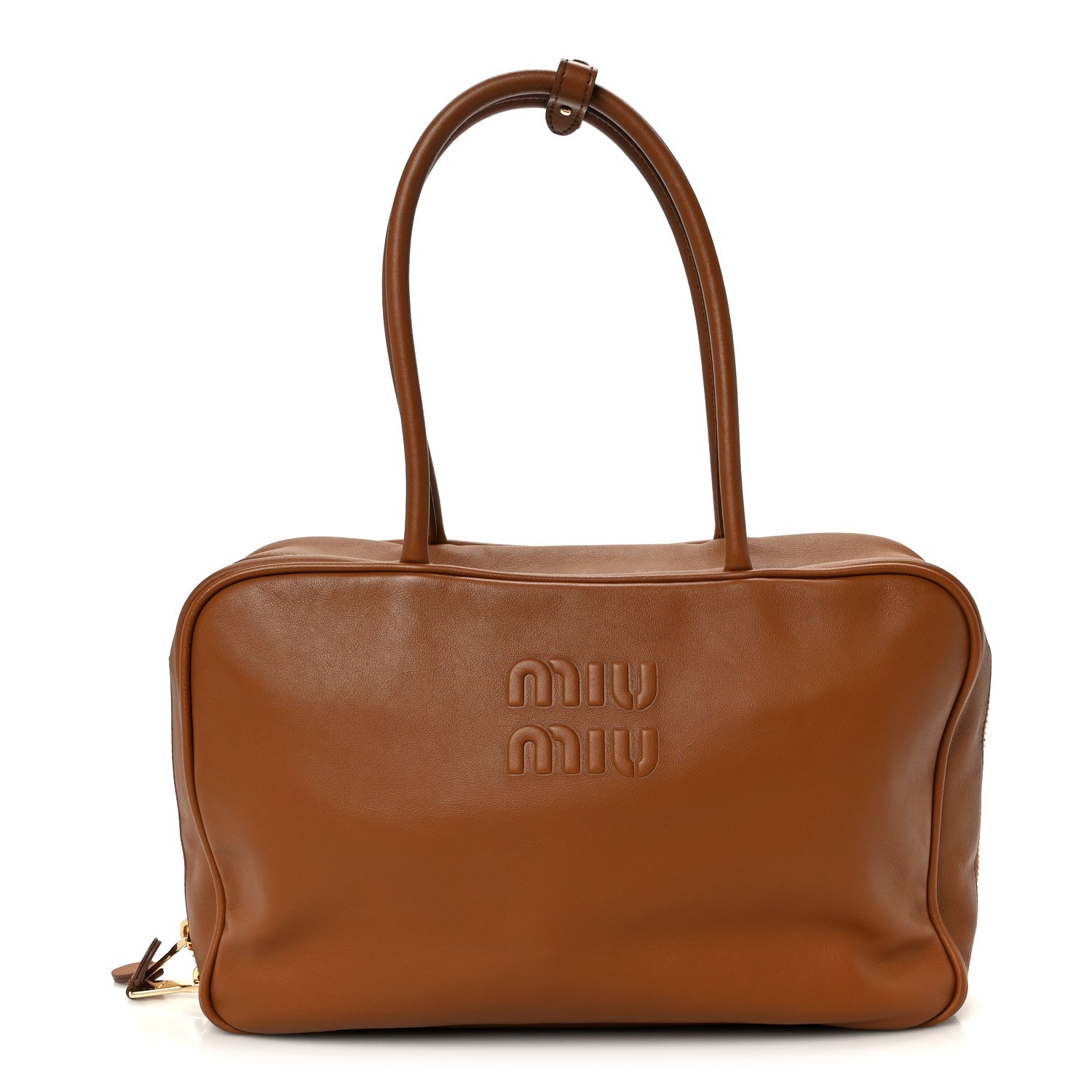 miu miu SOFT CALF IMPUN ショルダーバッグ Miu Miu Soft Calf Softy Large Beau Top Handle Bag Cognac 1822152