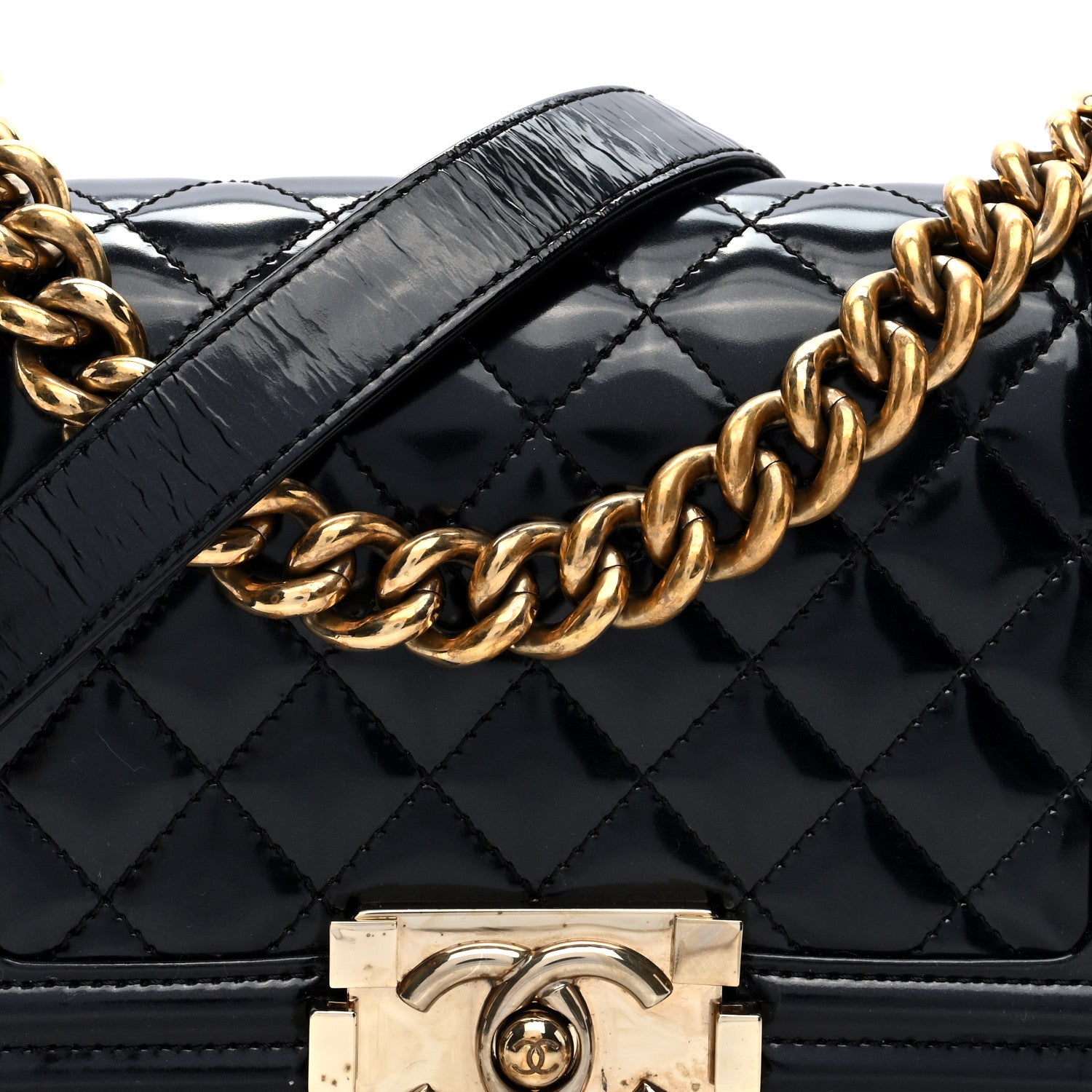 Chanel Iridescent Glazed Calfskin Quilted Small Boy Flap Black 8 of 10