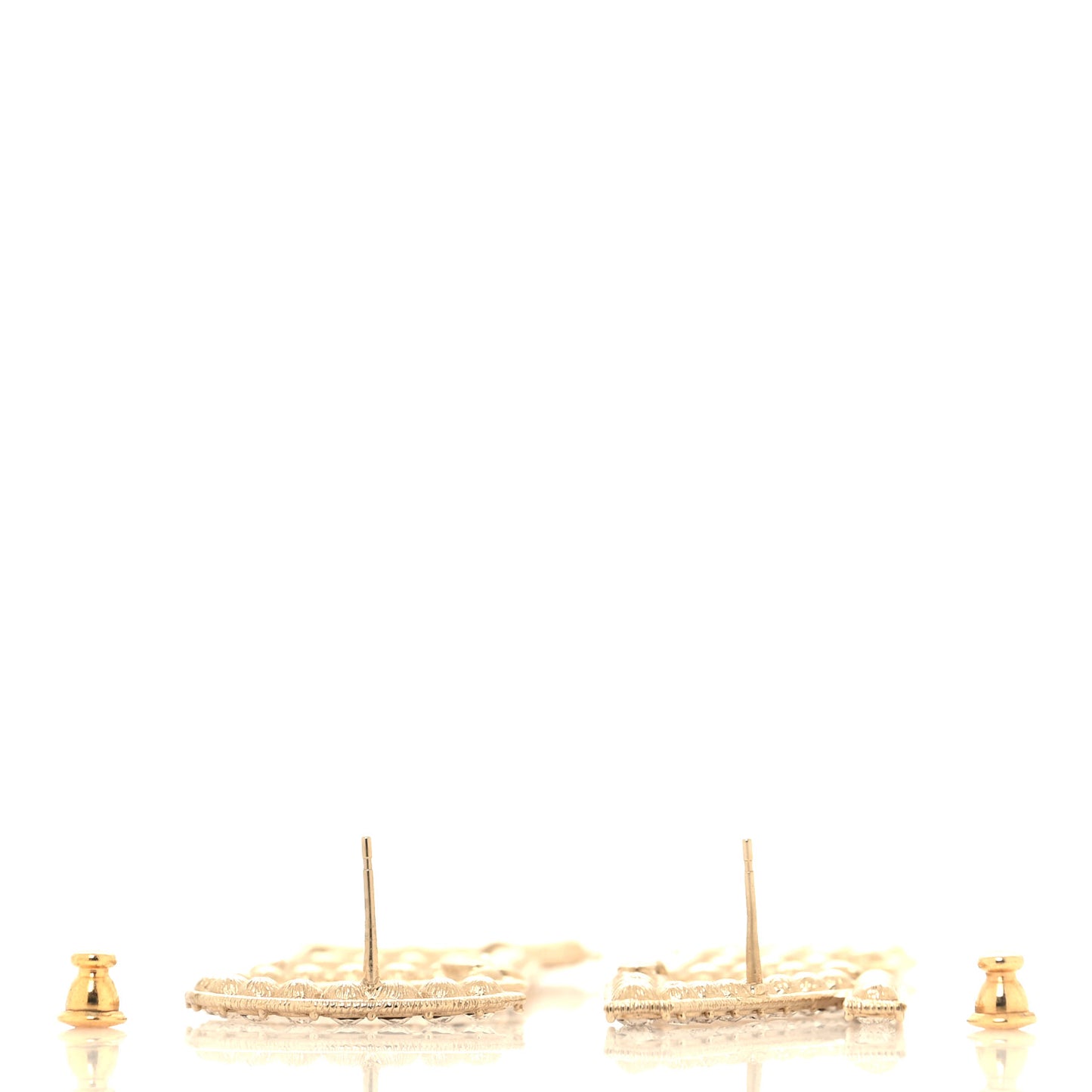 Crystal Cha-Nel Logo Drop Earrings Gold