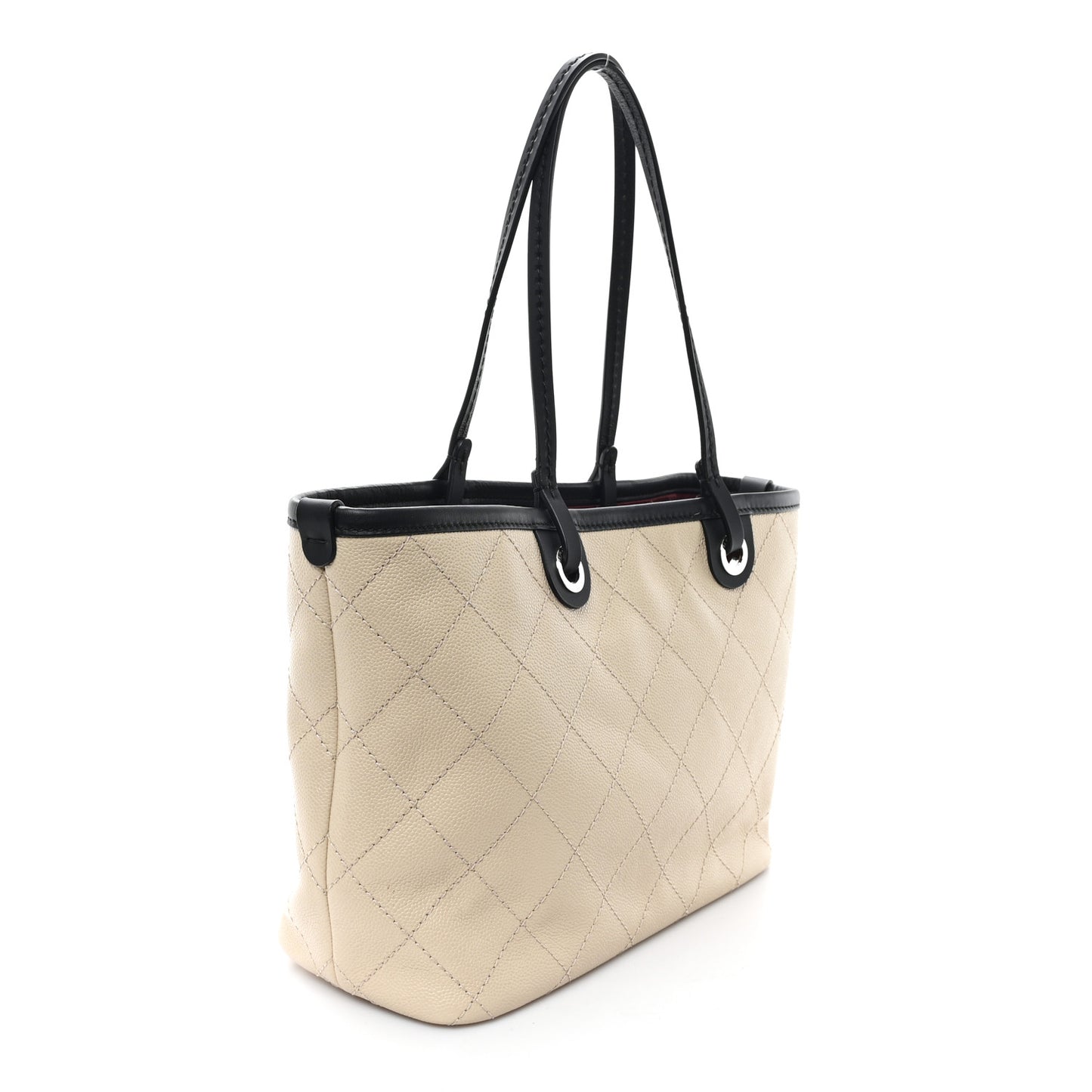 Grained Calfskin Medium Fever Shopping Tote Beige