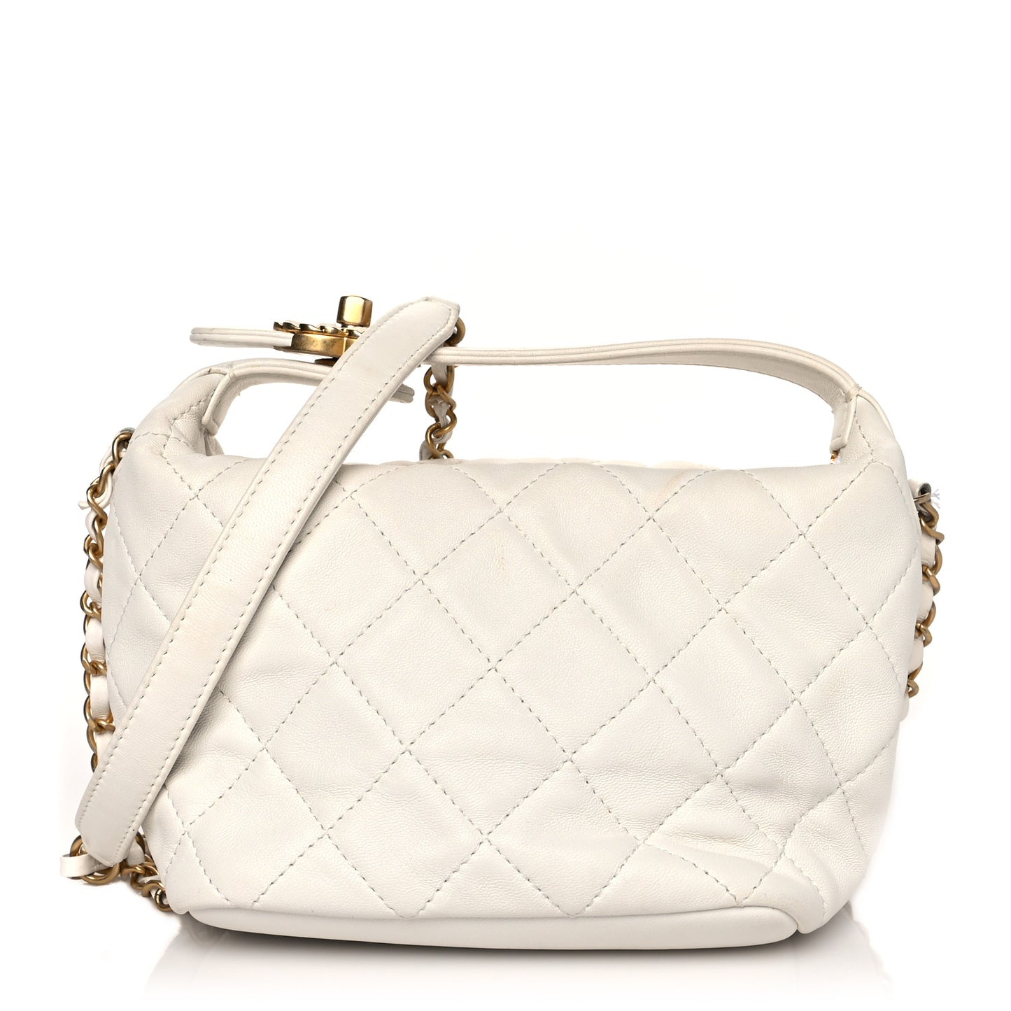 Lambskin Quilted Small Perfect Meeting Hobo White
